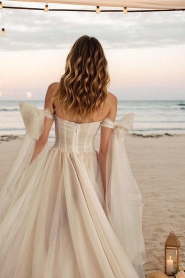 A-Line Court Train Tulle Wedding Dress CW3512 - COCOMELODY
