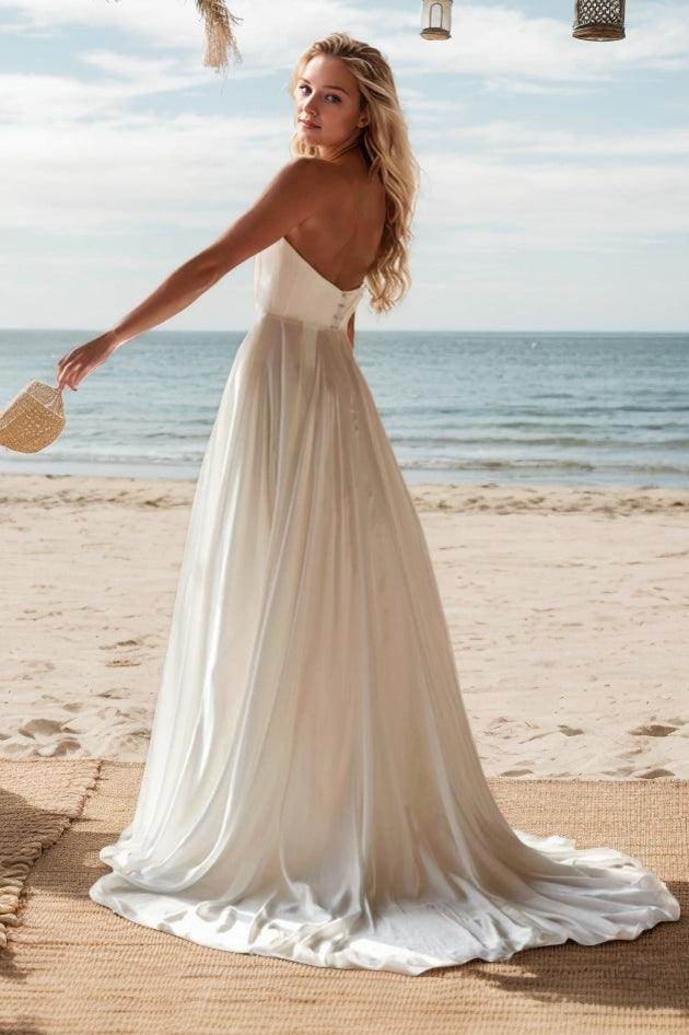 Timeless Aline Beauty Chiffon Strapless Natural Wedding Dresses COCOMELODY CW3515, 25 Days / Ivory / US0-UK2-EUR30 Timeless Aline Beauty Chiffon Strapless Natural Wedding Dresses COCOMELODY CW3515, 25 Days / Ivory / US0-UK2-EUR30