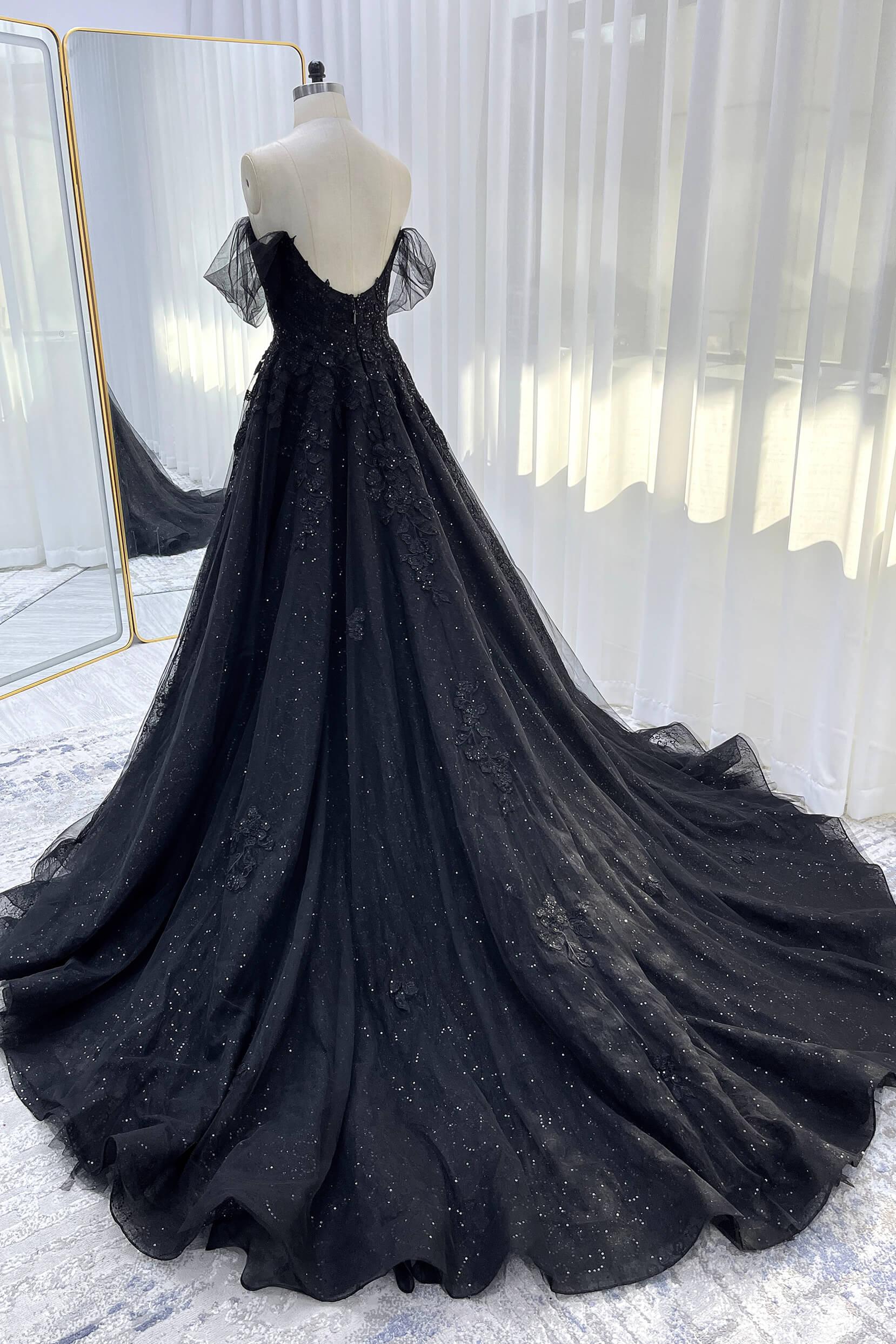 A-Line Court Train Sparkle Tulle Wedding Dress CW3527 - COCOMELODY