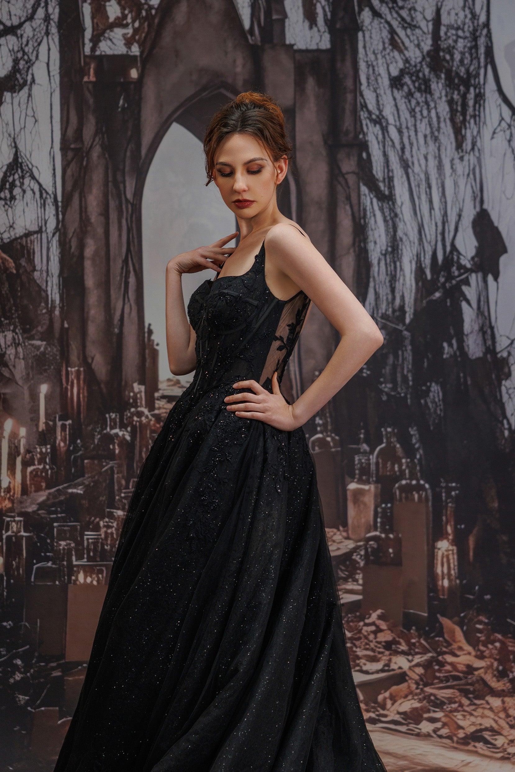 A-Line Court Train Sparkle Tulle Wedding Dress CW3528 - COCOMELODY