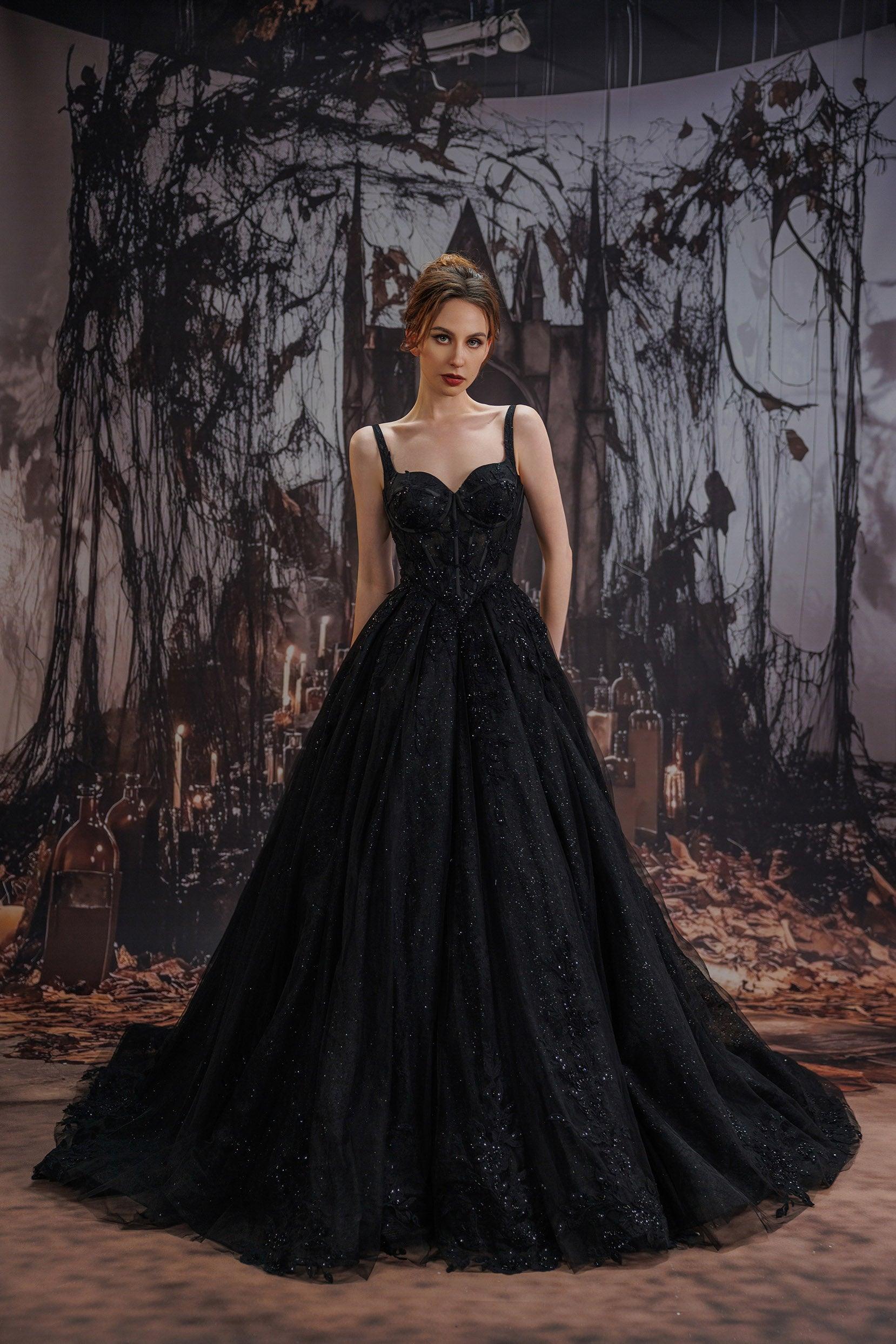 A-Line Court Train Sparkle Tulle Wedding Dress CW3528 - COCOMELODY