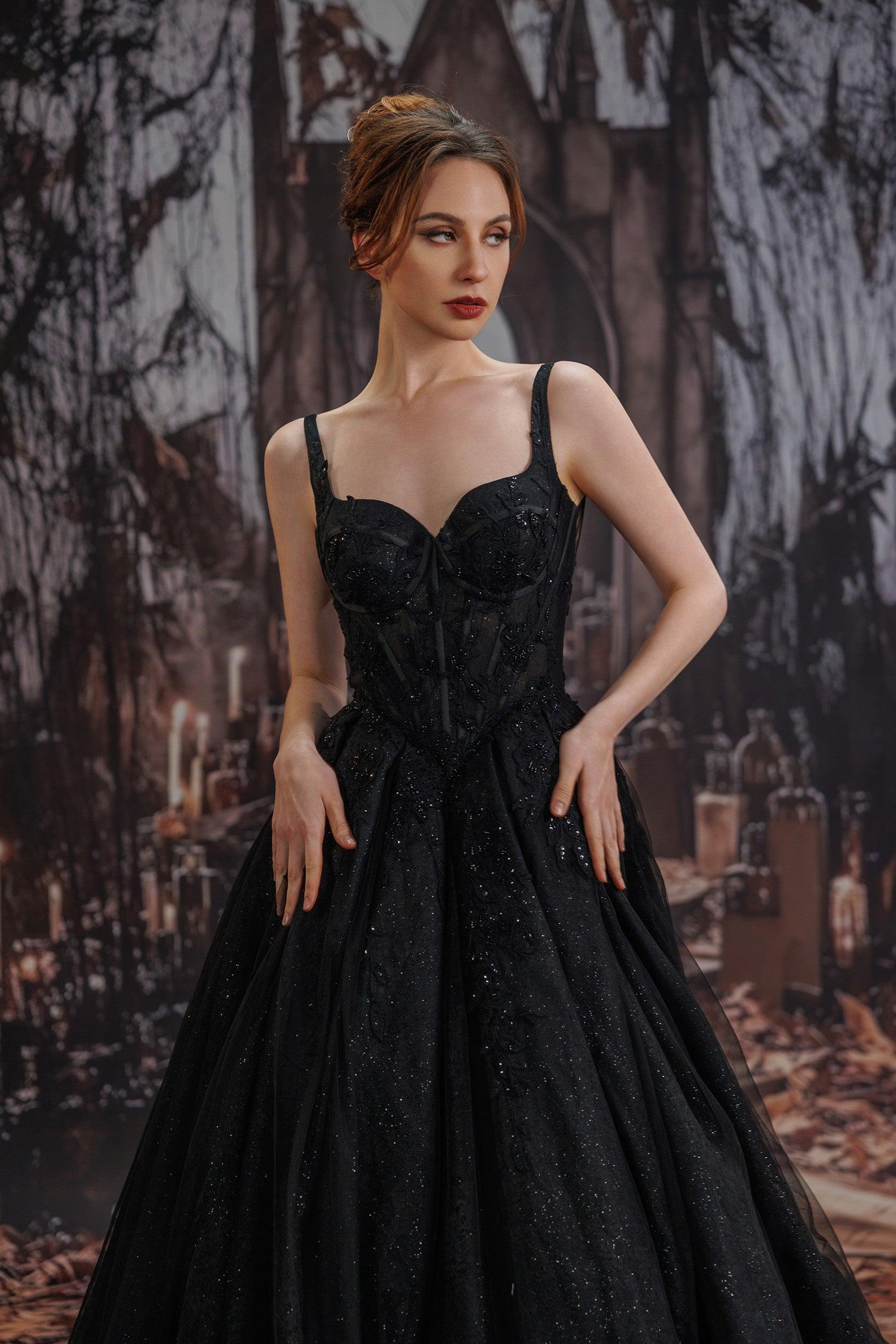 A-Line Court Train Sparkle Tulle Wedding Dress CW3528 - COCOMELODY