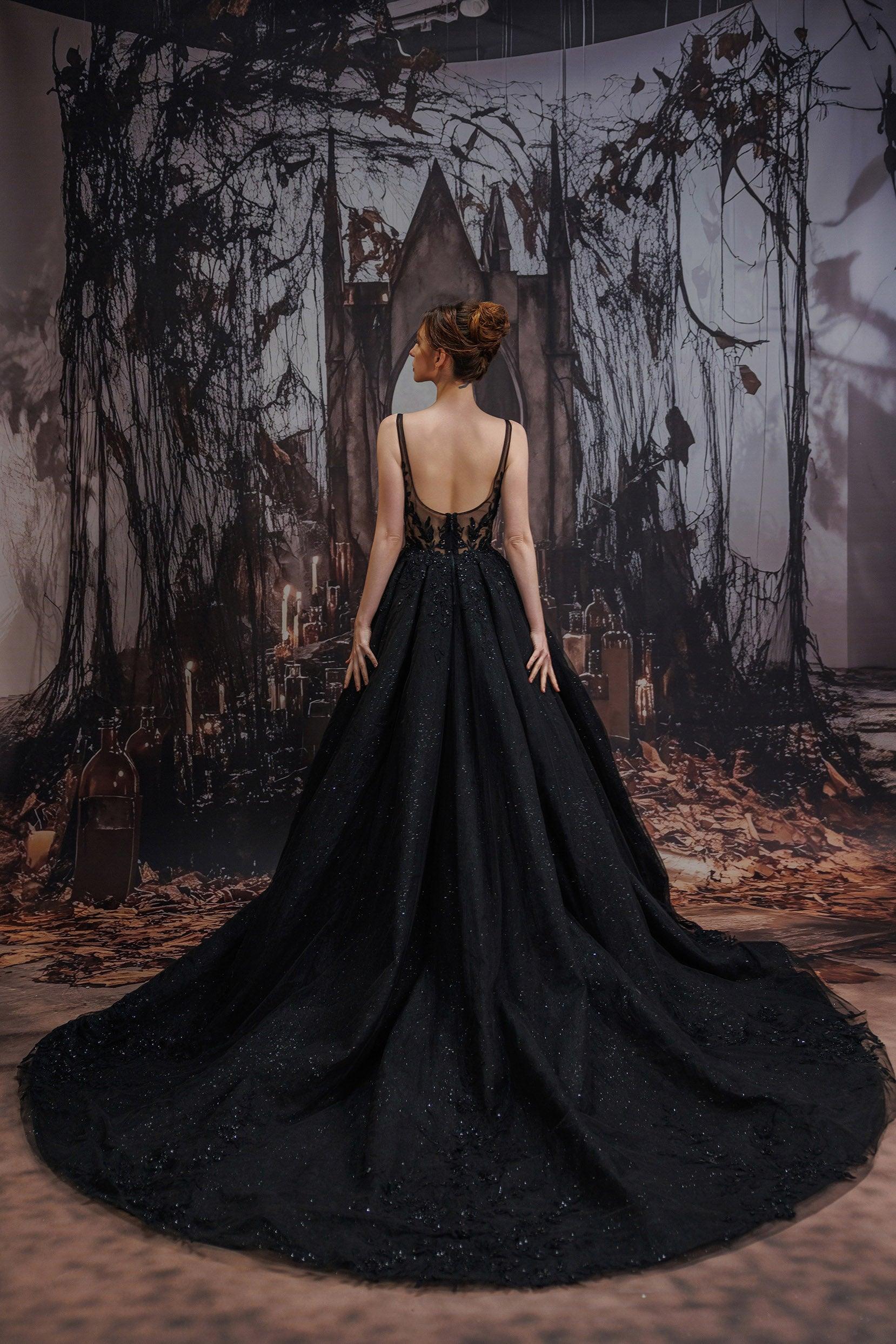 A-Line Court Train Sparkle Tulle Wedding Dress CW3528 - COCOMELODY