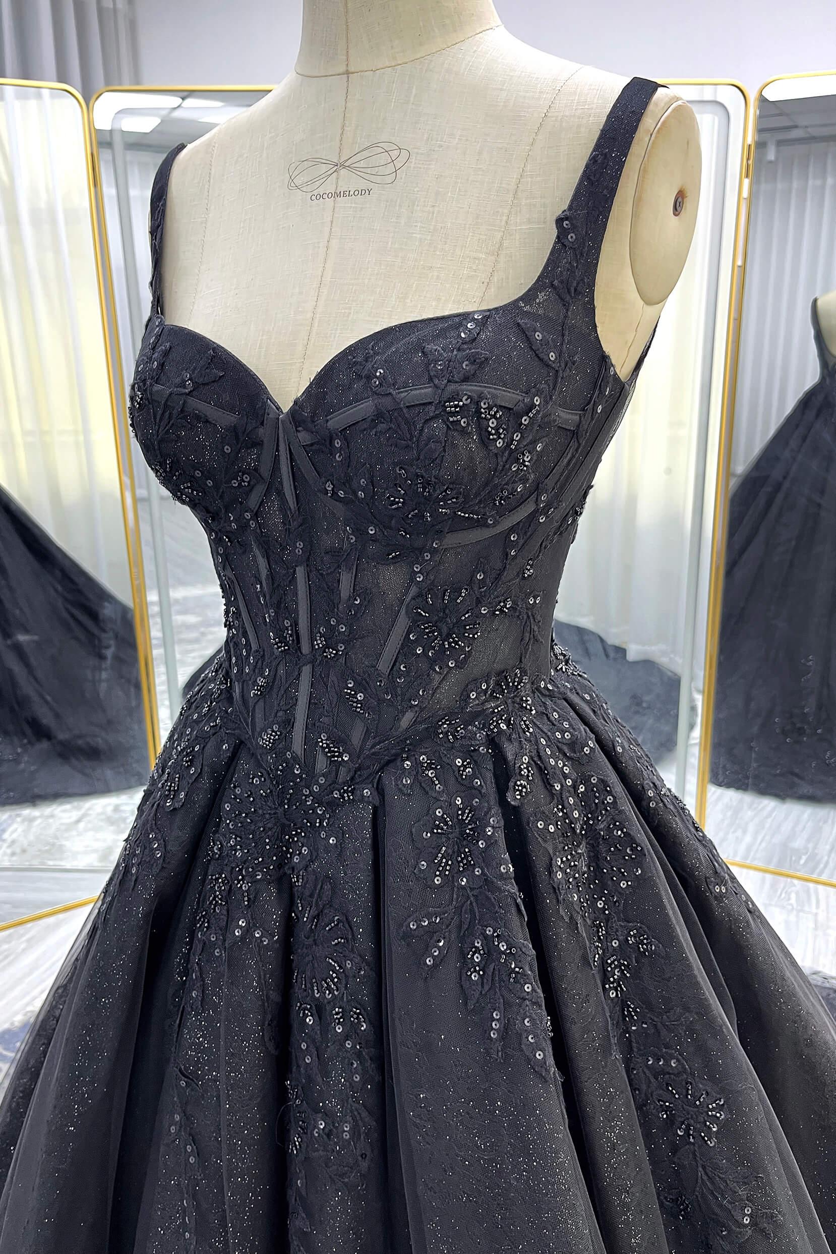 A-Line Court Train Sparkle Tulle Wedding Dress CW3528 - COCOMELODY