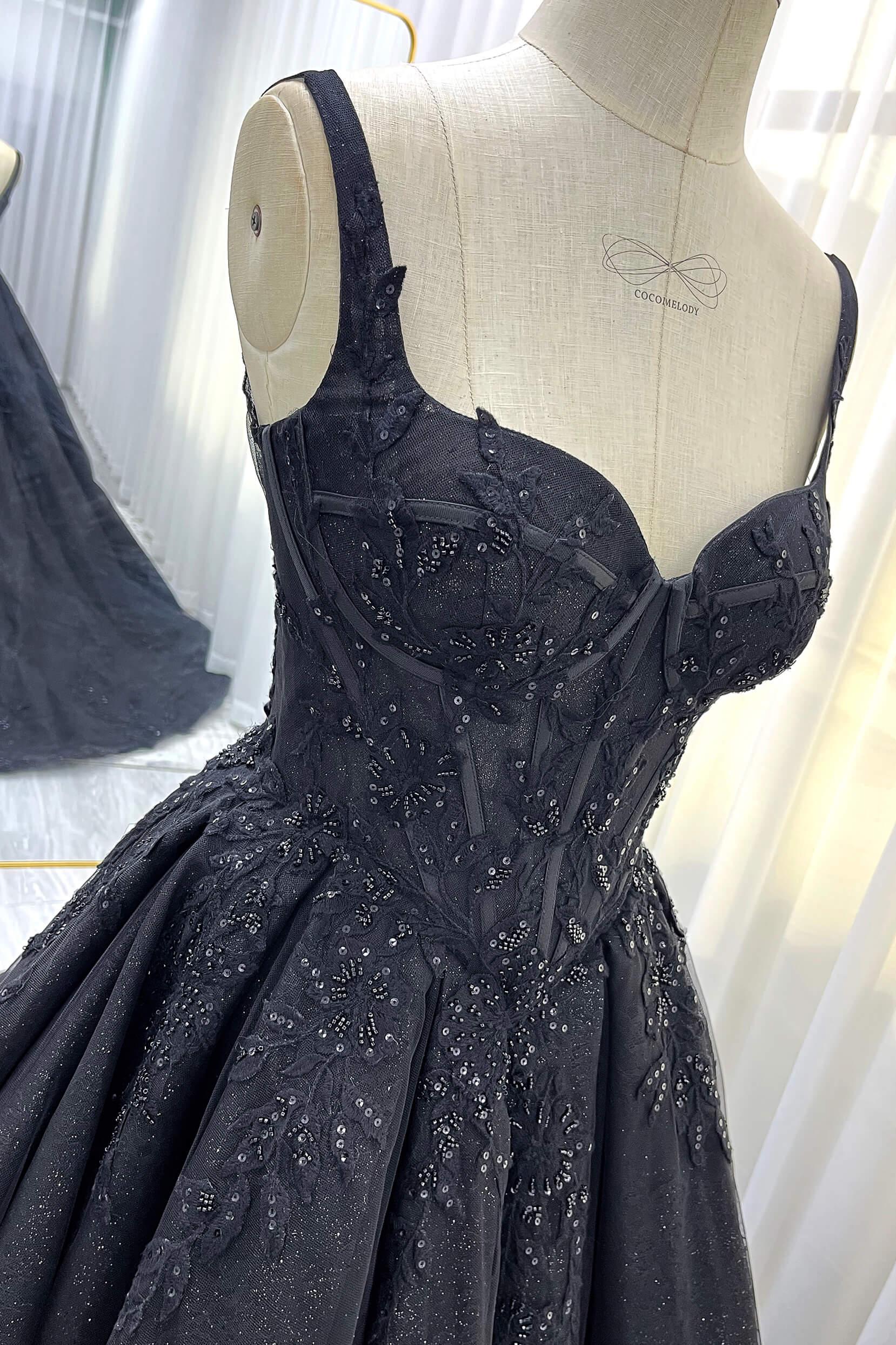 A-Line Court Train Sparkle Tulle Wedding Dress CW3528 - COCOMELODY