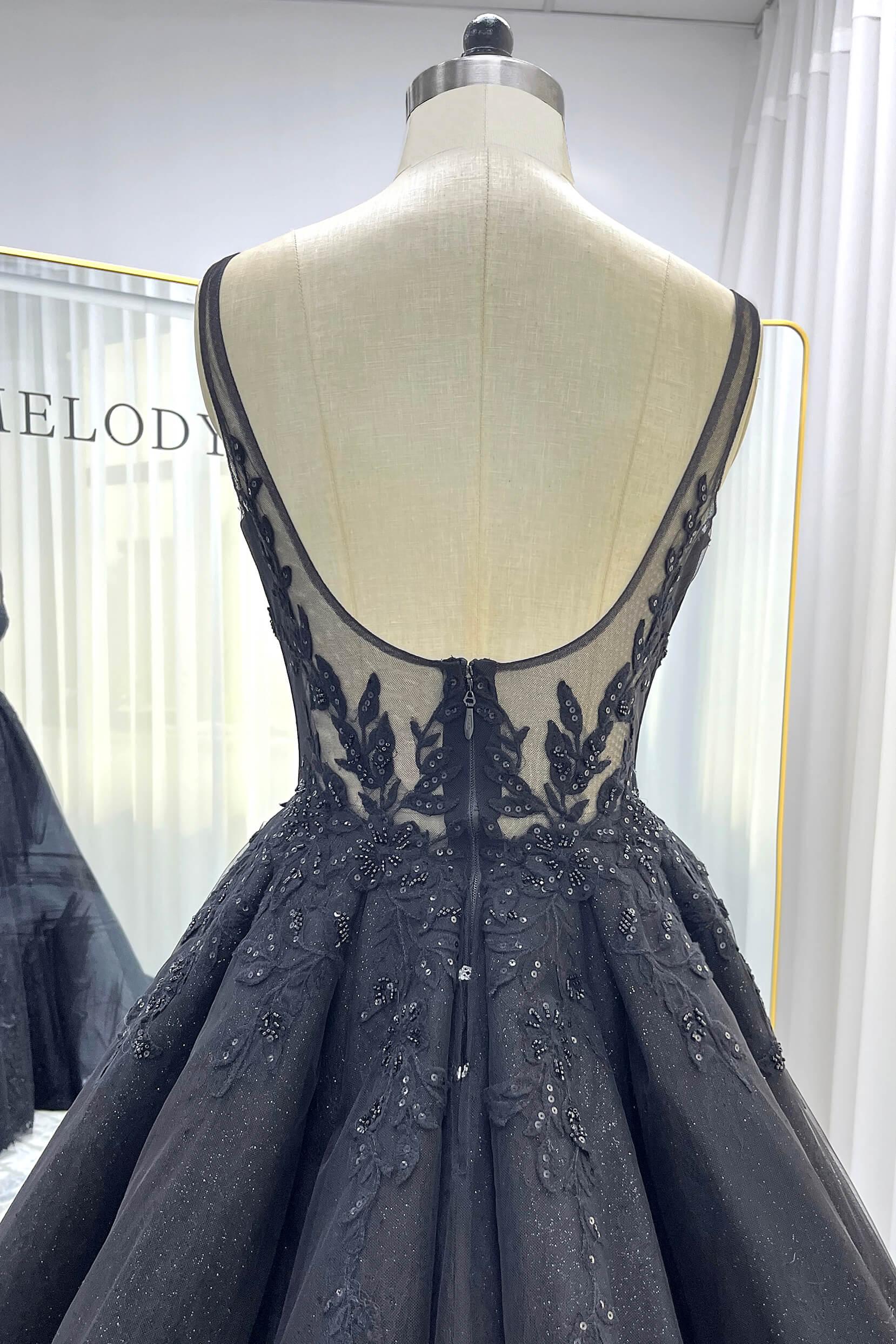 A-Line Court Train Sparkle Tulle Wedding Dress CW3528 - COCOMELODY