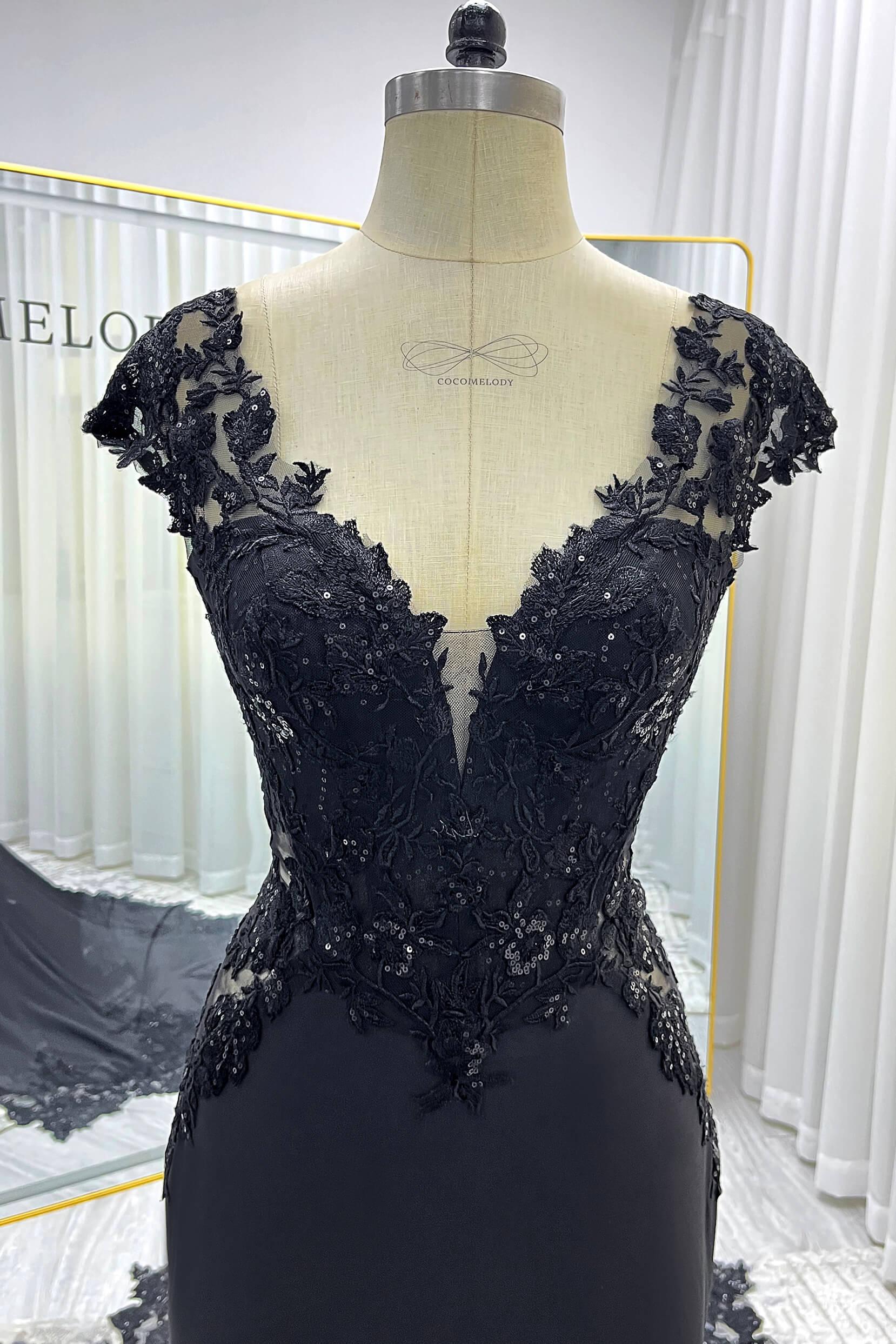 Trumpet-Mermaid Chapel Train Stretch Satin Lace Wedding Dress CW3530 - COCOMELODY