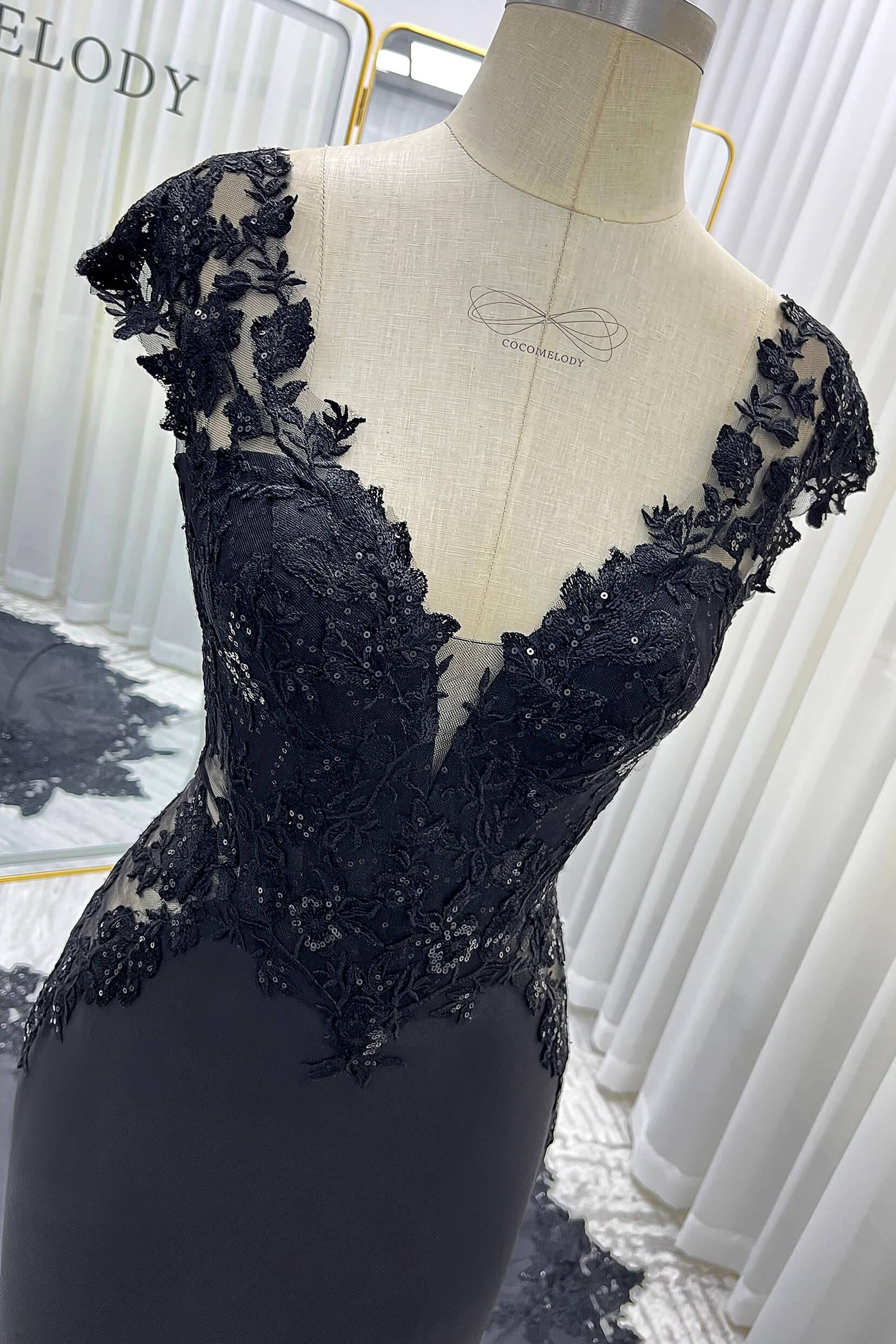 Trumpet-Mermaid Chapel Train Stretch Satin Lace Wedding Dress CW3530 - COCOMELODY
