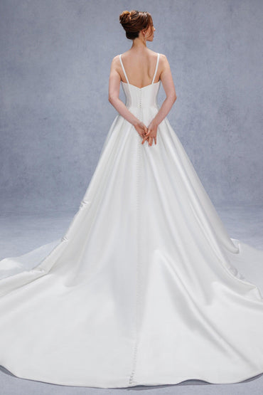 A-Line Court Train Mikado Wedding Dress CW3534 - COCOMELODY