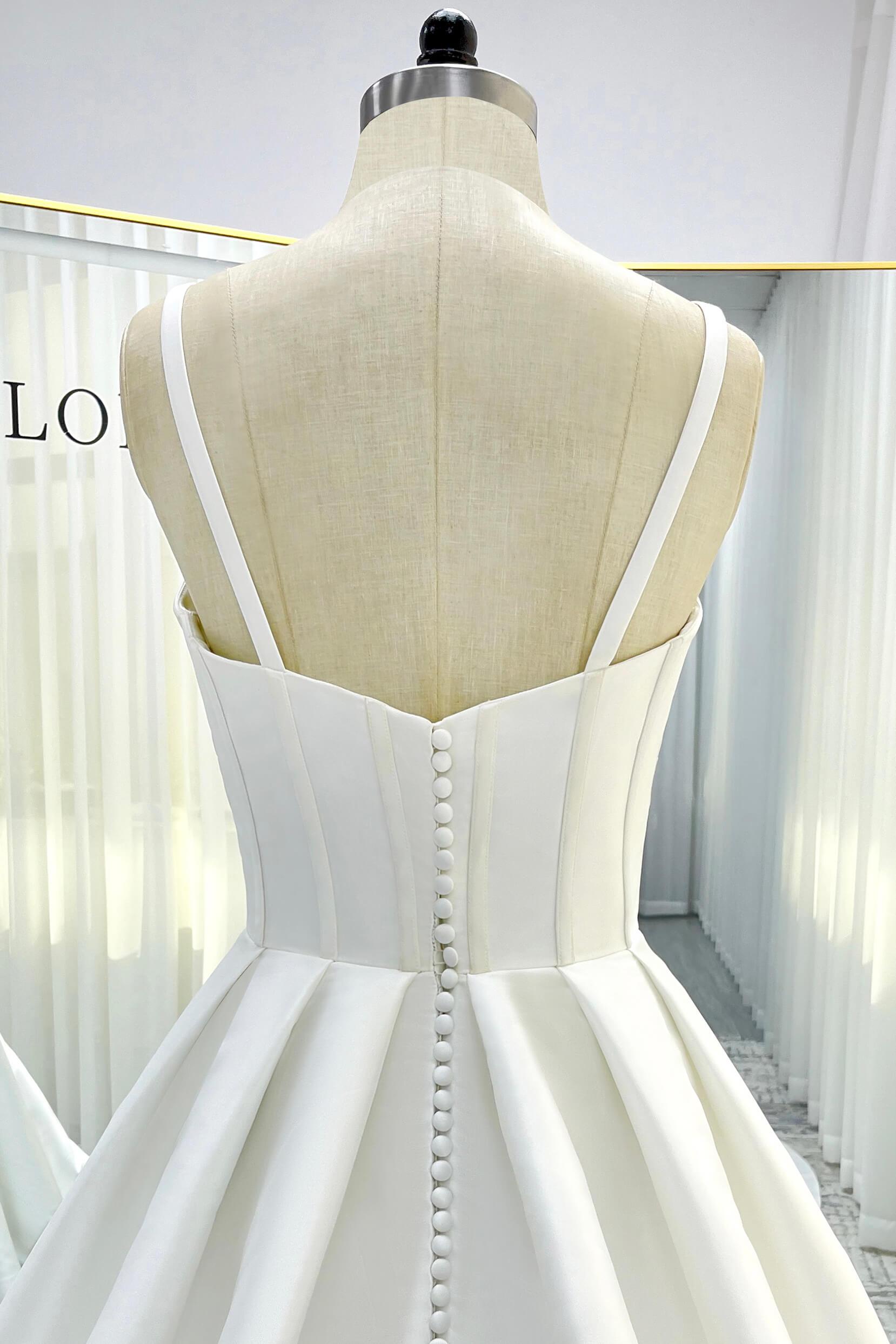 A-Line Court Train Mikado Wedding Dress CW3534 - COCOMELODY
