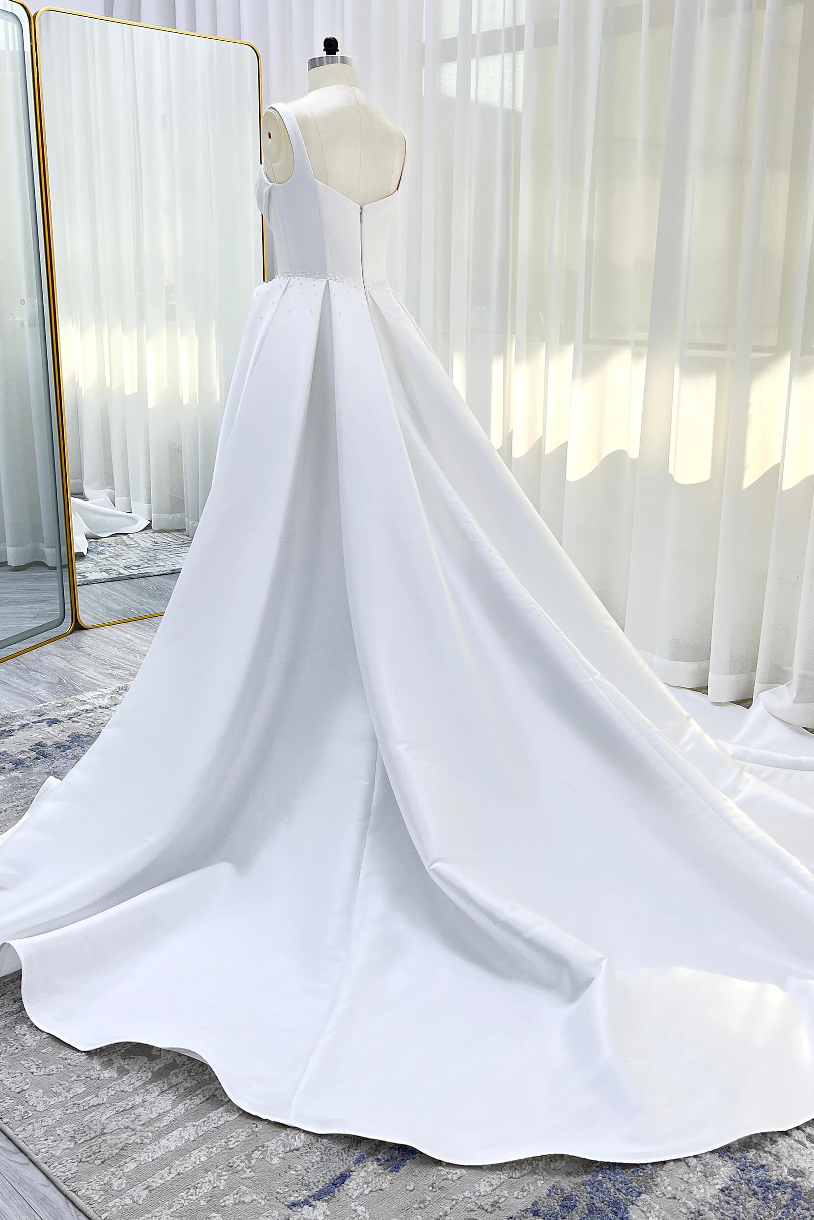 A-Line Court Train Mikado Wedding Dress CW3535 - COCOMELODY