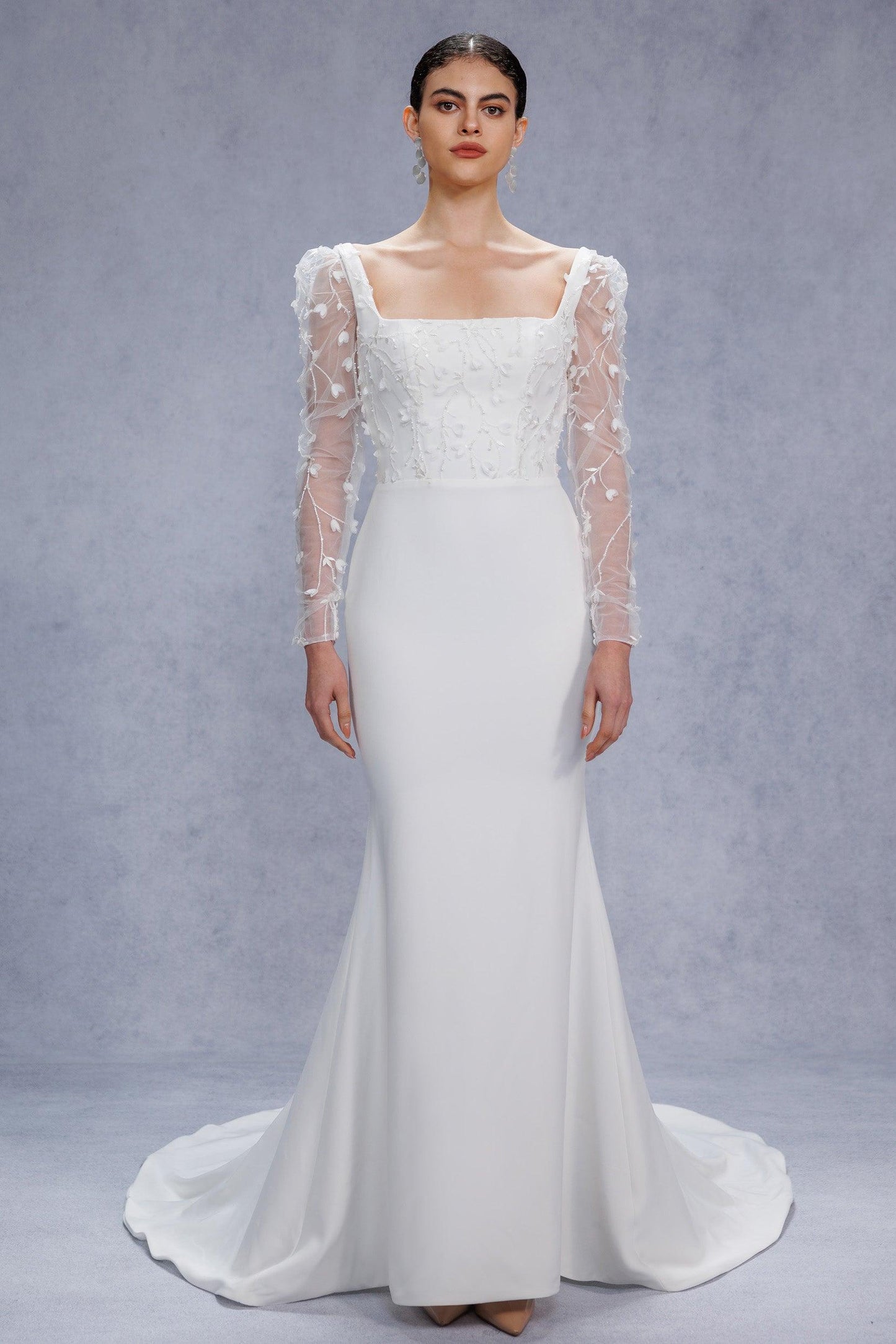 Trumpet-Mermaid Court Train Stretch Satin Wedding Dress CW3537 - COCOMELODY