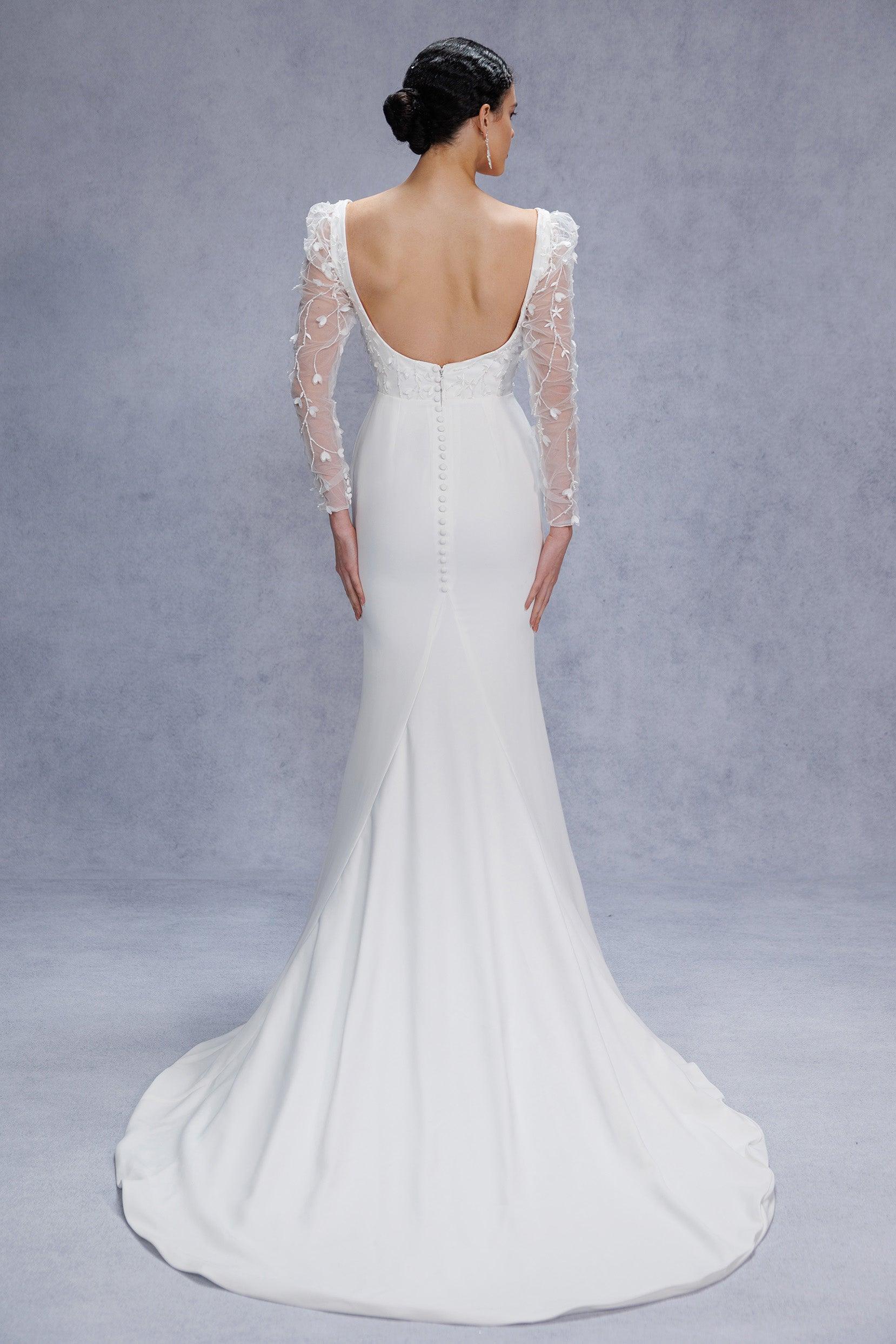 Trumpet-Mermaid Court Train Stretch Satin Wedding Dress CW3537 - COCOMELODY
