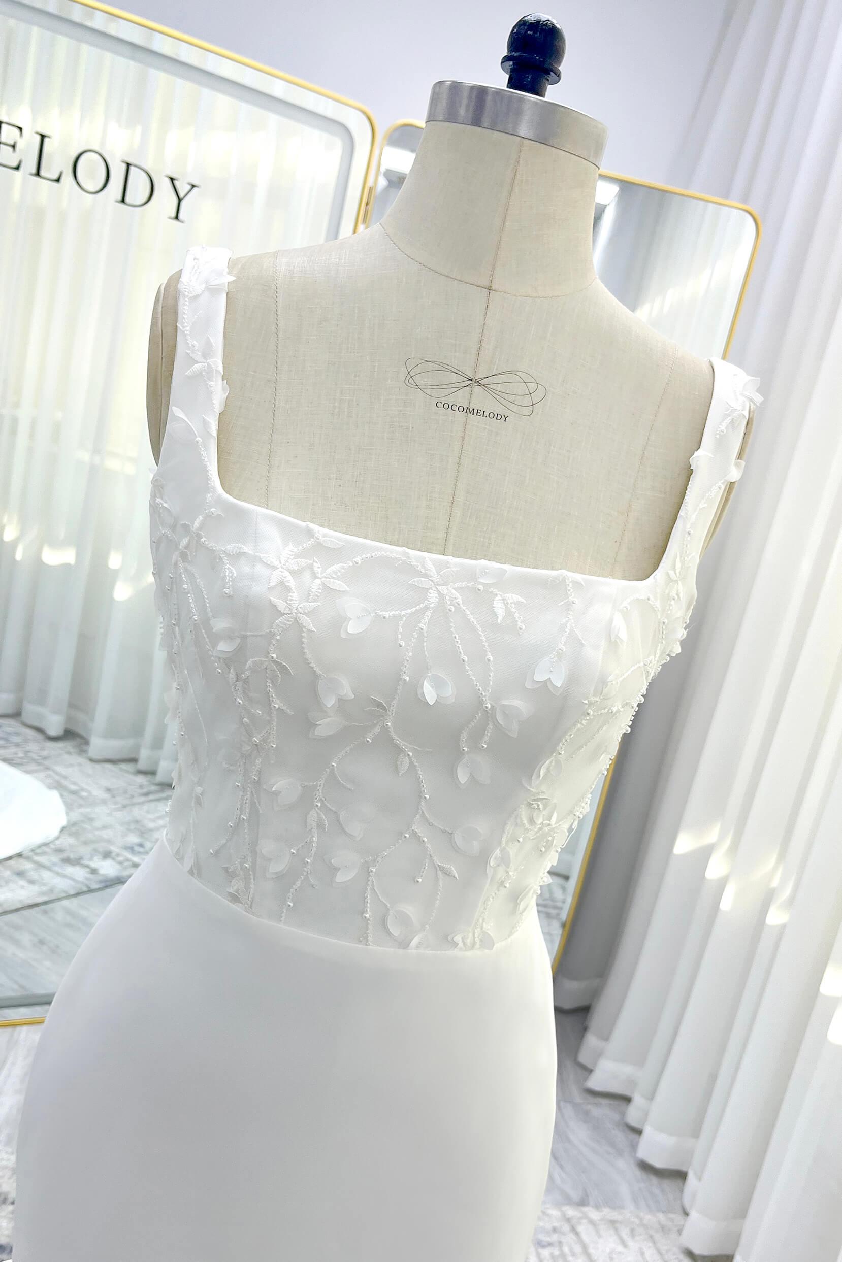 Trumpet-Mermaid Court Train Stretch Satin Wedding Dress CW3537 - COCOMELODY