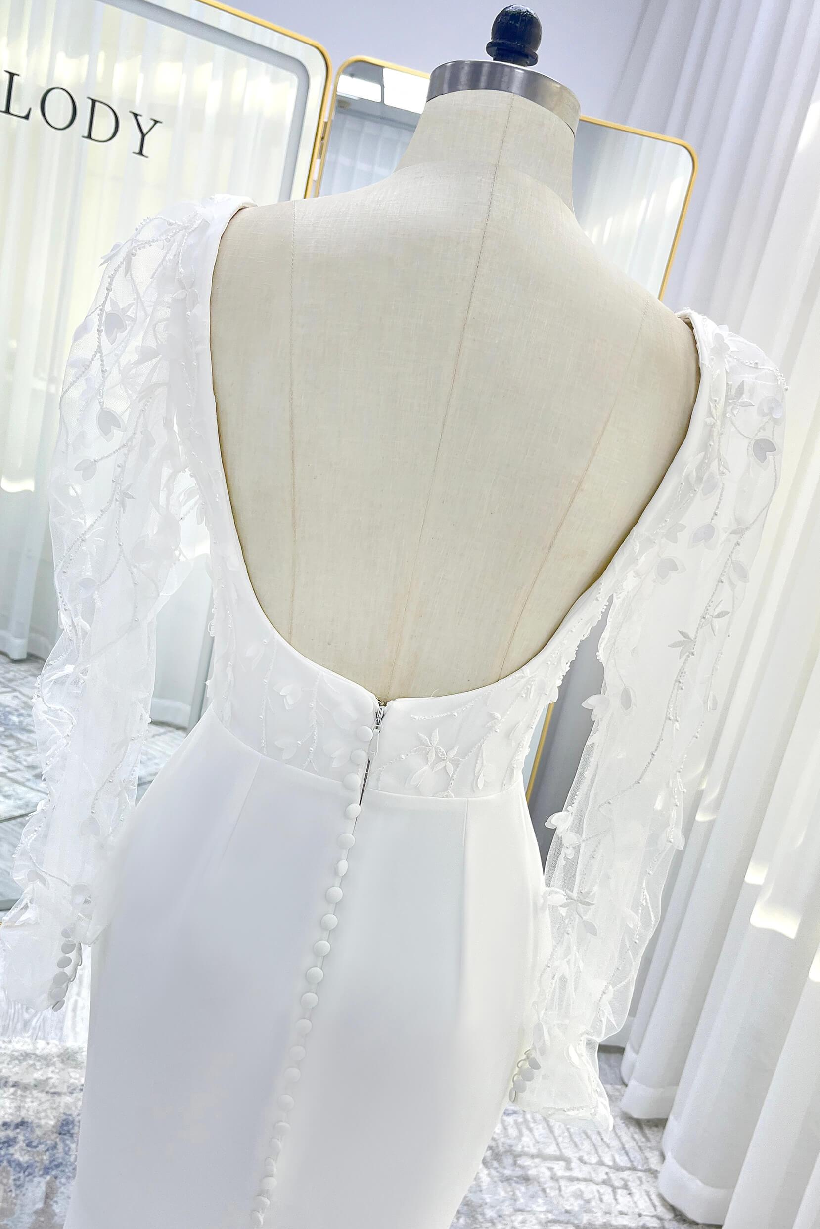 Trumpet-Mermaid Court Train Stretch Satin Wedding Dress CW3537 - COCOMELODY