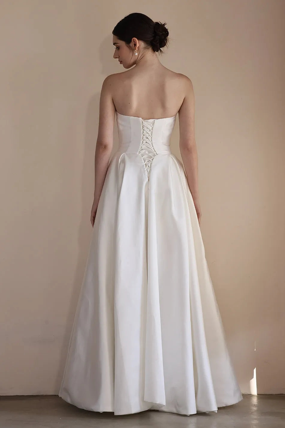 A-Line Floor Length Satin Wedding Dress CW3549