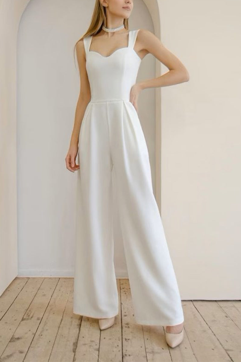 Sweetheart Floor Length Elastic Cloth Wedding Jumpsuit CW3560