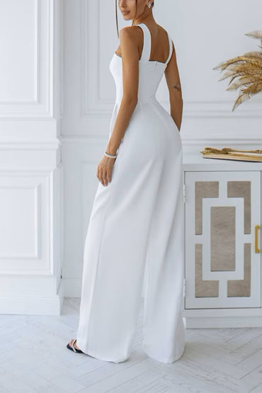 Halter Tea Length Elastic Cloth Wedding Jumpsuit CW3564