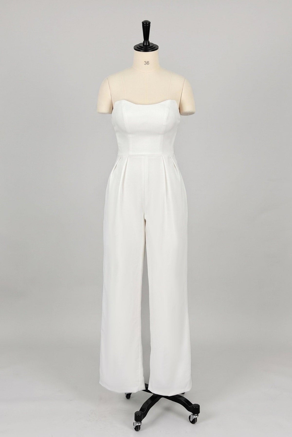 Strapless Floor Length Elastic Cloth Wedding Jumpsuit CW3570 - 20 Days / Ivory / US0-UK2-EUR30 - COCOMELODY