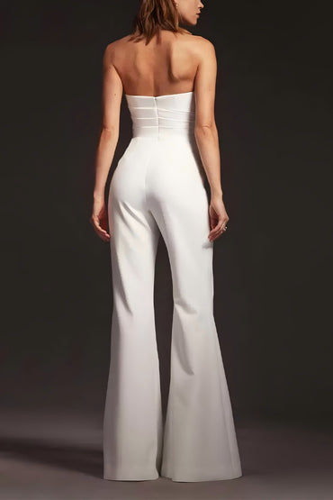 Strapless Floor Length Elastic Cloth Wedding Jumpsuit CW3572