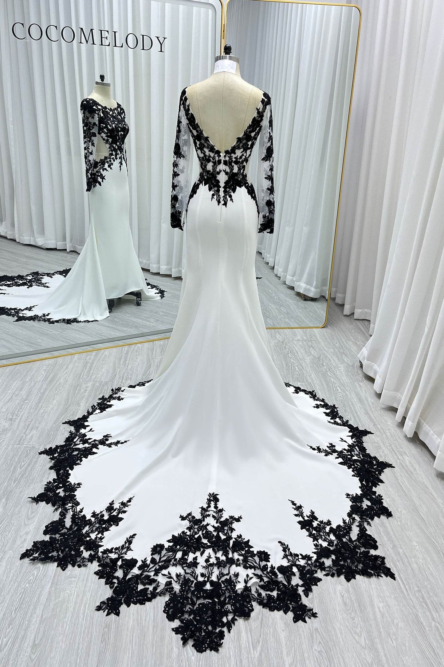 Trumpet-Mermaid Chapel Train Elastic Satin Wedding Dress CW3586