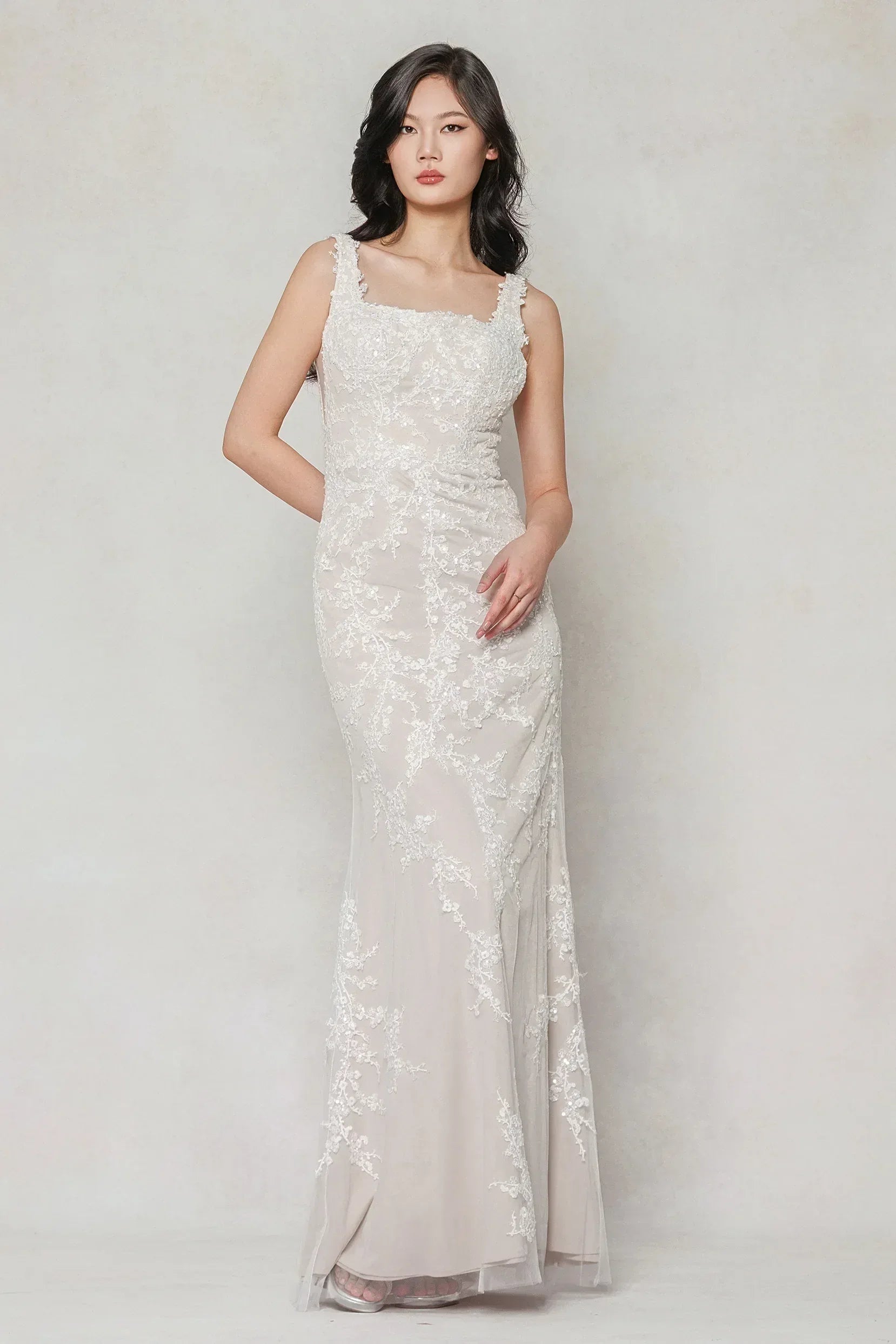 A-Line Sweep-Brush Train Tulle Wedding Dress CW3589 - COCOMELODY