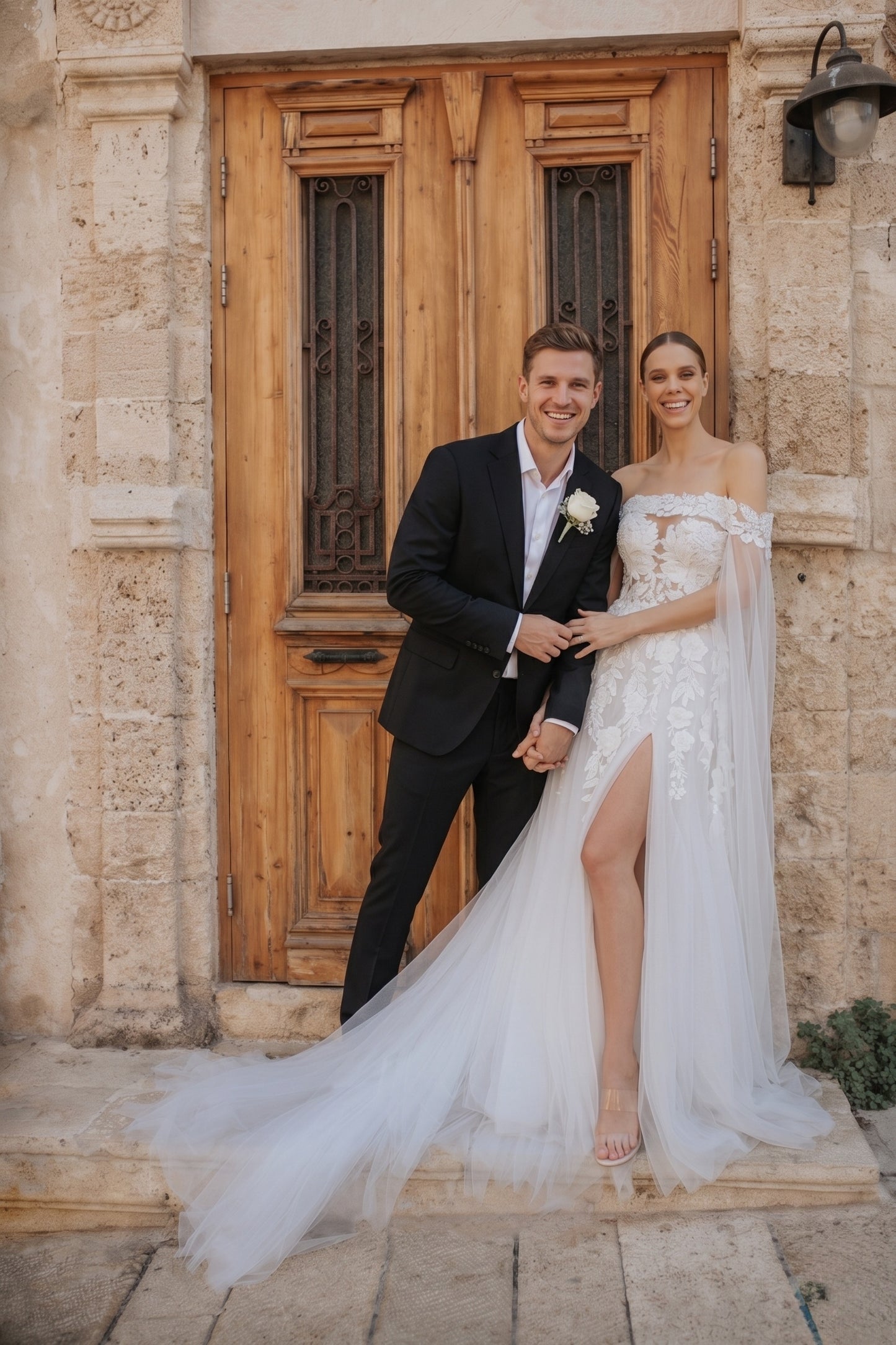 A-Line Sweep-Brush Train Tulle Wedding Dress CW3590