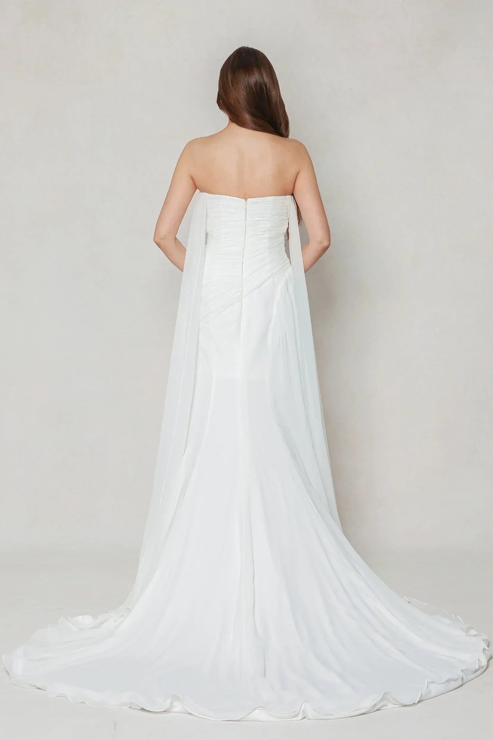 Sheath-Column Chapel Train Chiffon Wedding Dress CW3592 - COCOMELODY