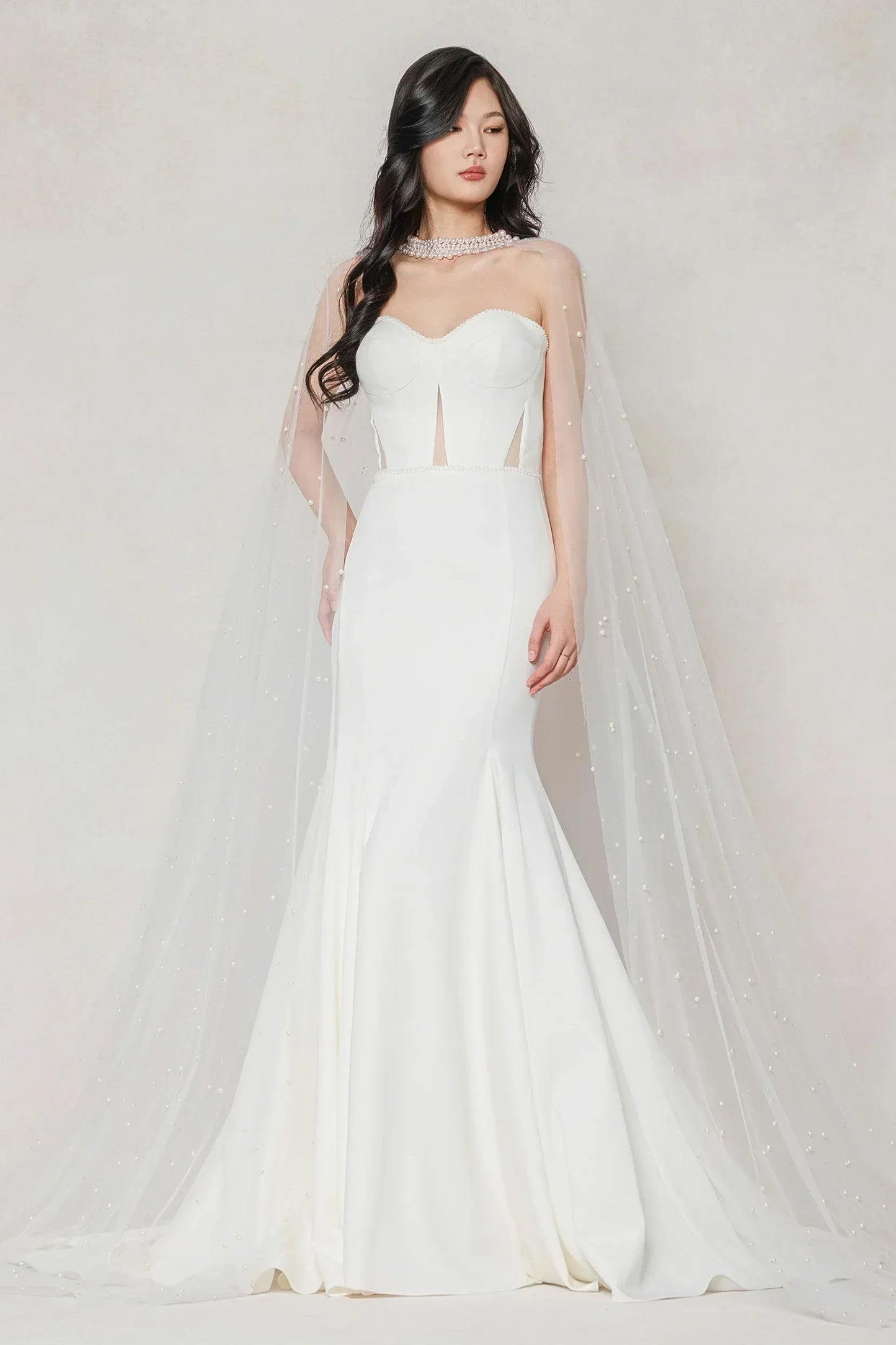 Trumpet-Mermaid Sweep-Brush Train Stretch Satin Wedding Dress CW3593 - COCOMELODY