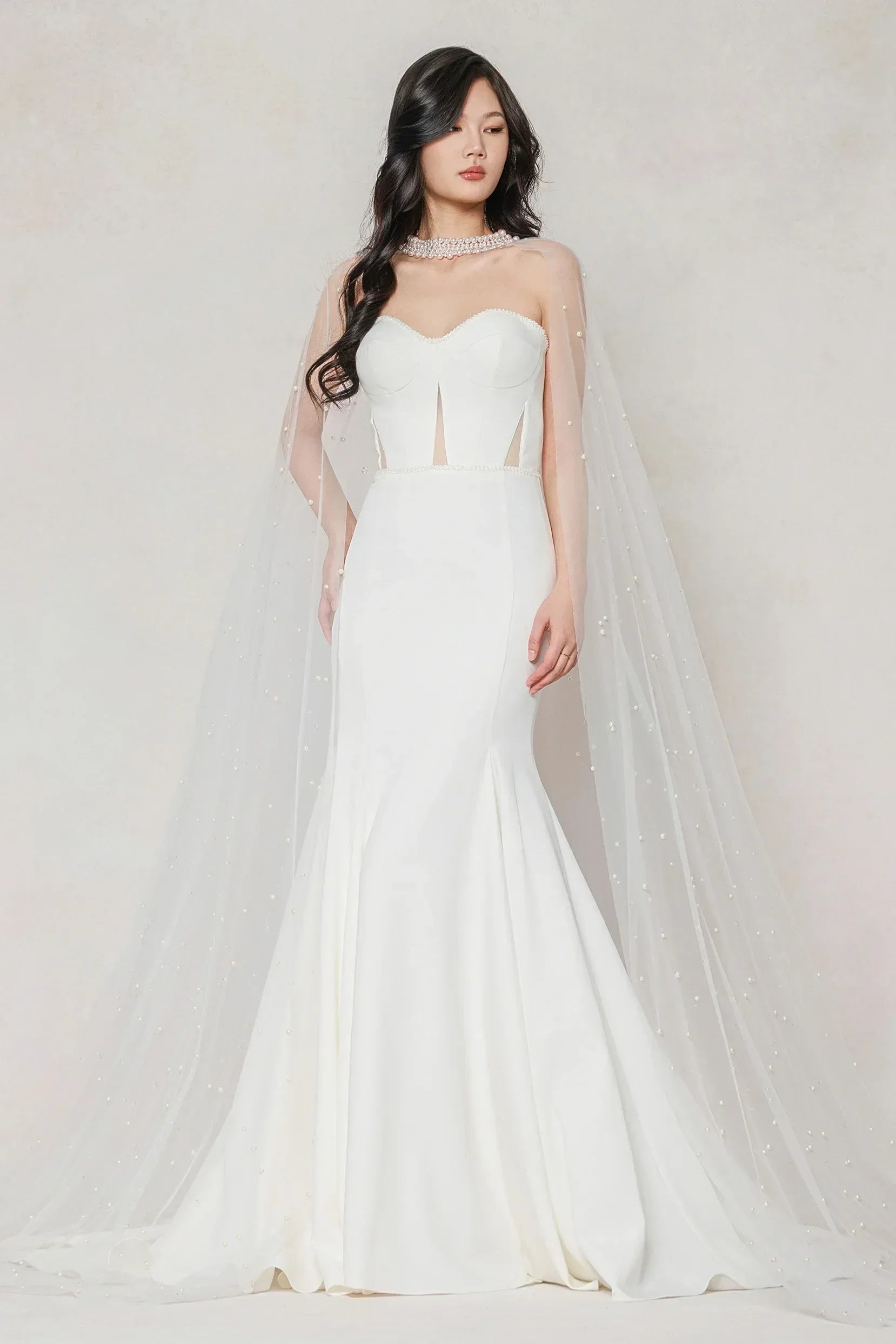 Trumpet-Mermaid Sweep-Brush Train Stretch Satin Wedding Dress CW3593 - COCOMELODY