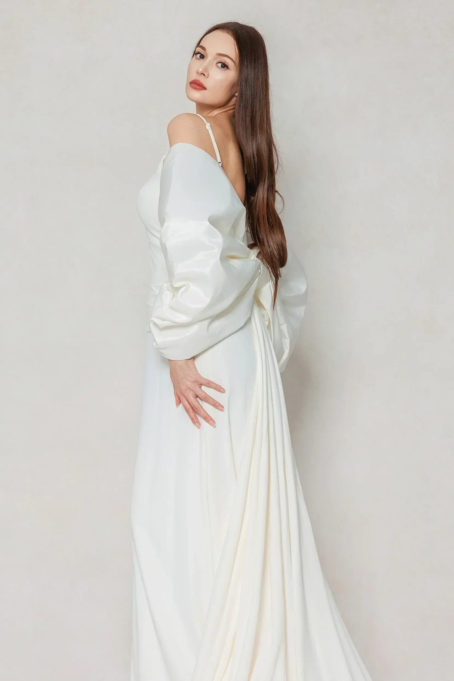 Trumpet-Mermaid Sweep-Brush Train Stretch Satin Wedding Dress CW3594 - COCOMELODY