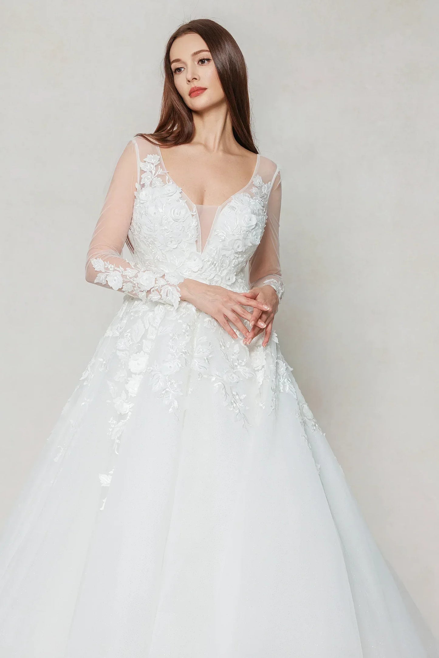 A-Line Chapel Train Tulle Wedding Dress CW3598 - COCOMELODY