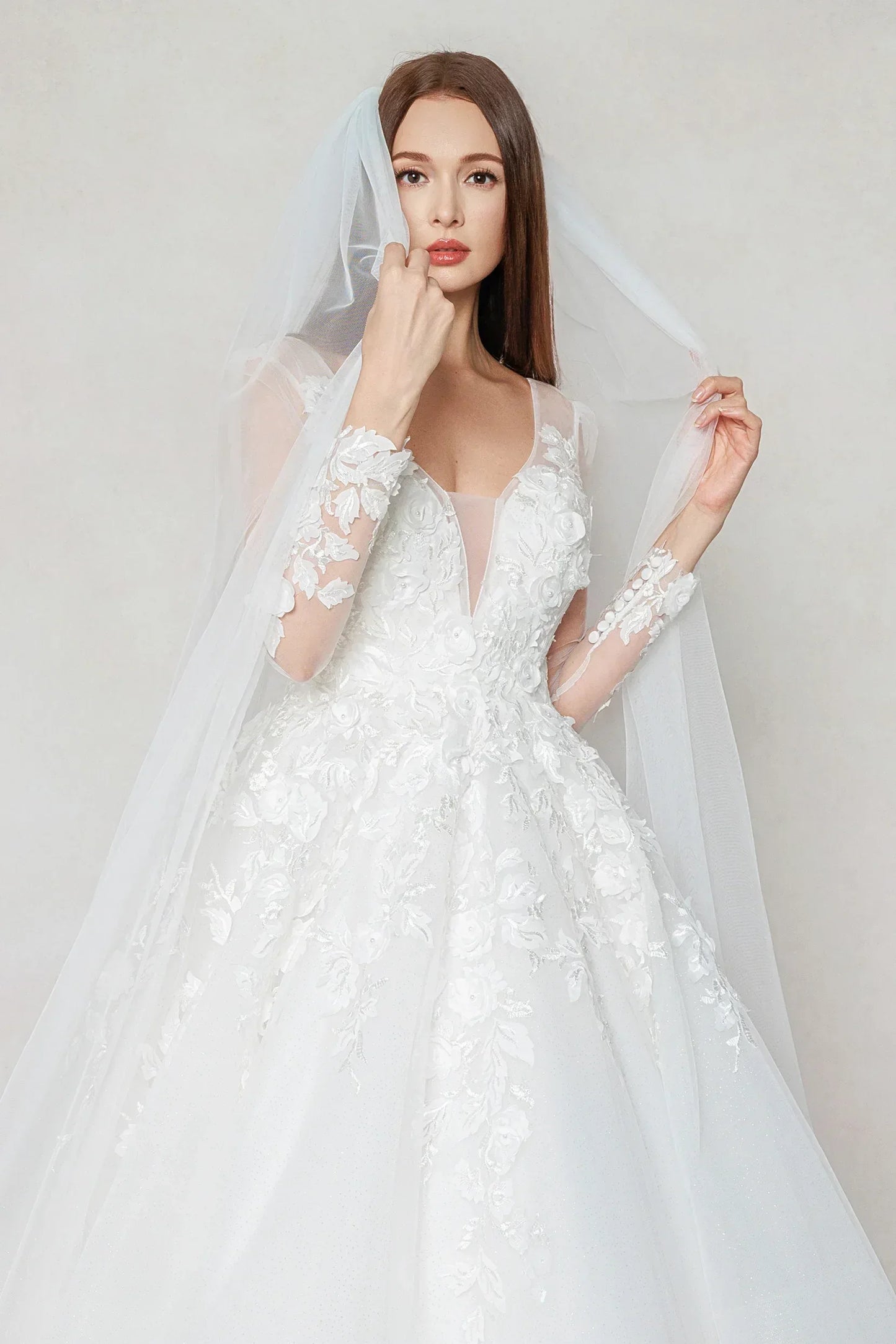 A-Line Chapel Train Tulle Wedding Dress CW3598 - COCOMELODY