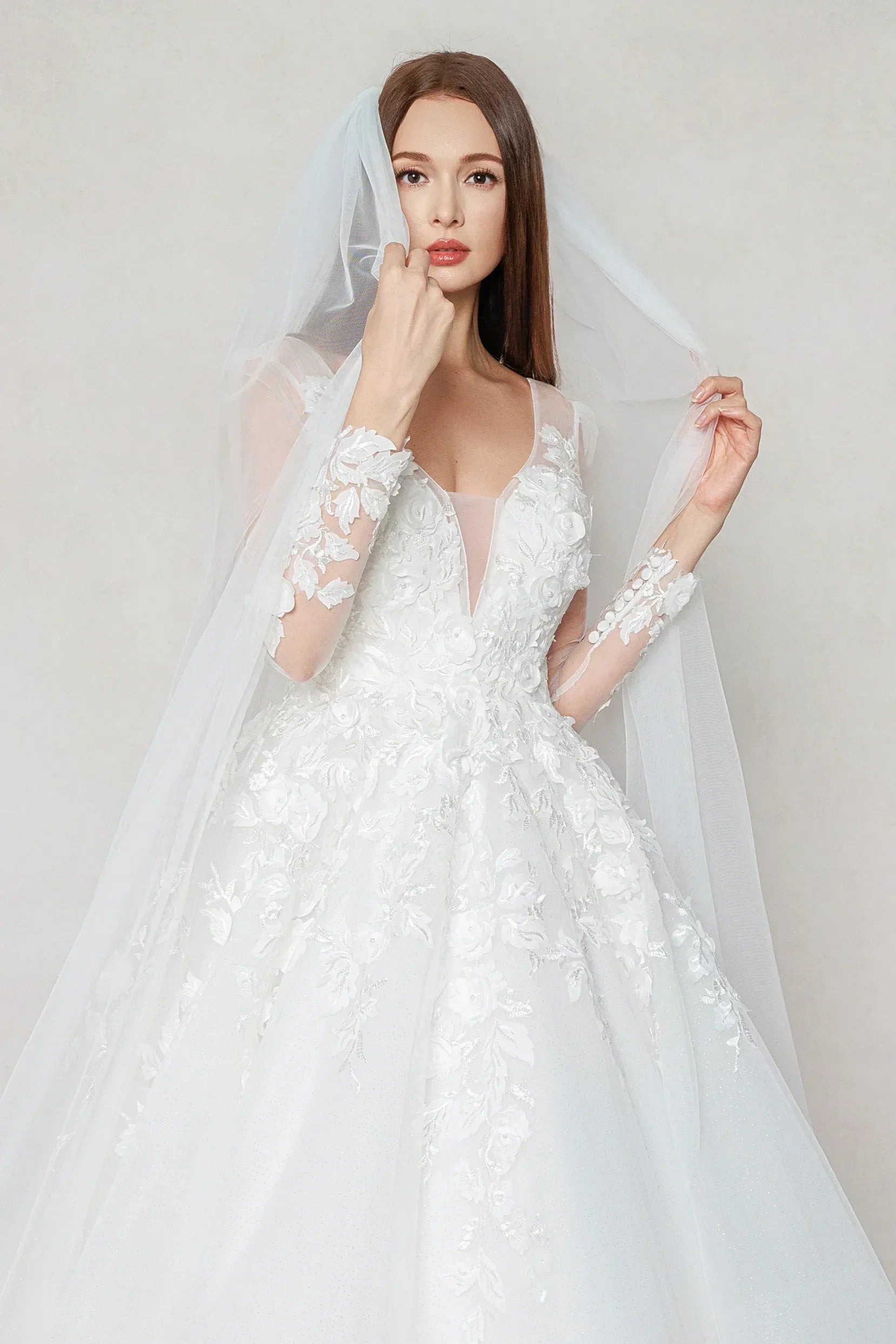 A-Line Chapel Train Tulle Wedding Dress CW3598 - COCOMELODY