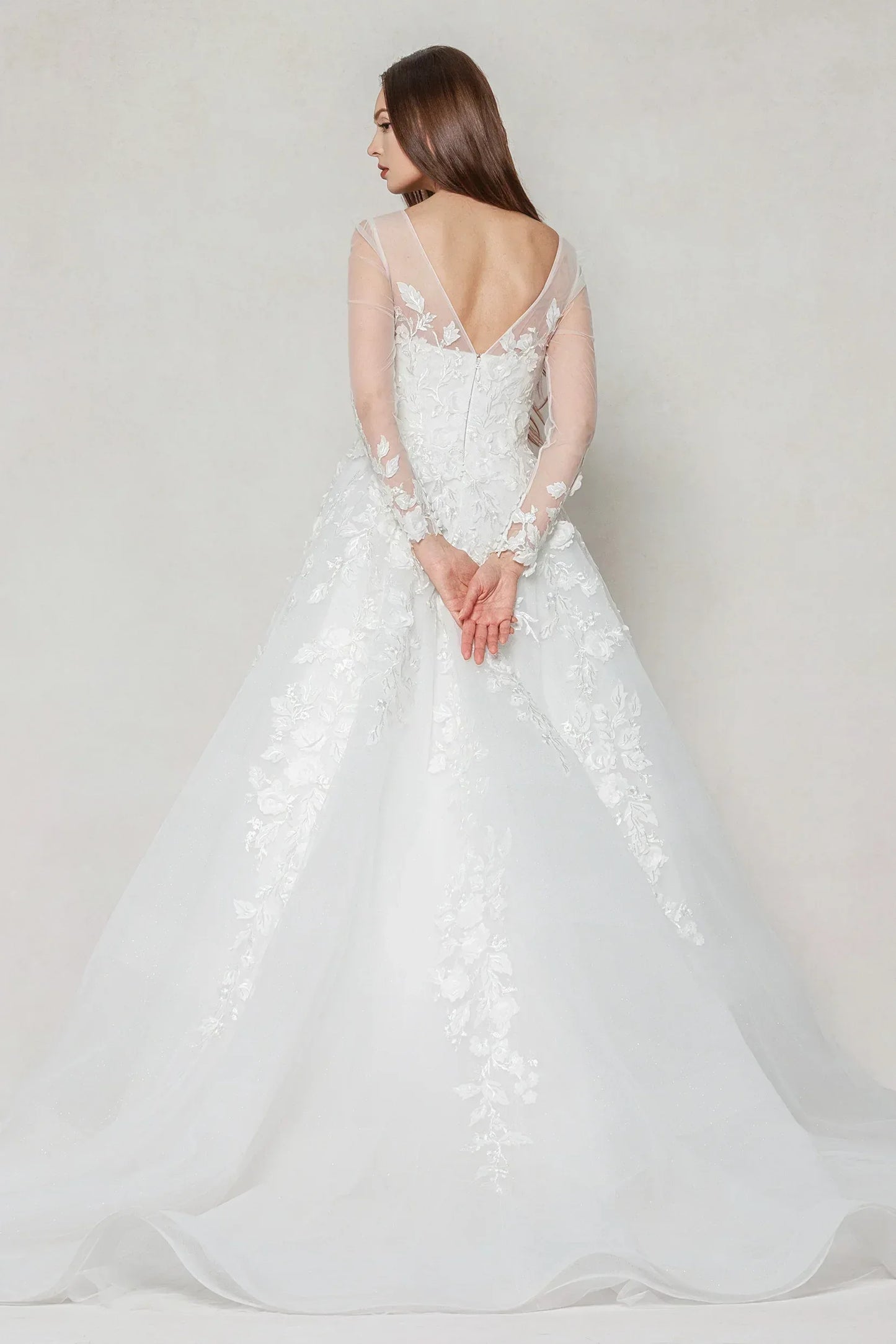 A-Line Chapel Train Tulle Wedding Dress CW3598 - COCOMELODY