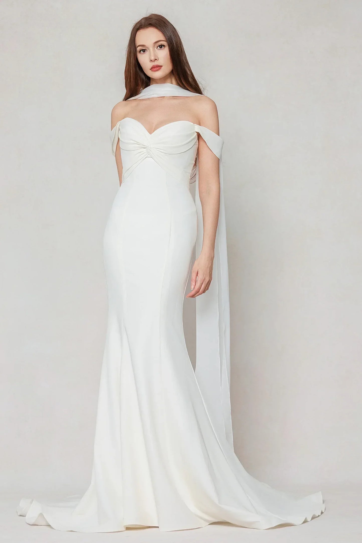 Trumpet-Mermaid Court Train Stretch Satin Wedding Dress CW3600 - COCOMELODY