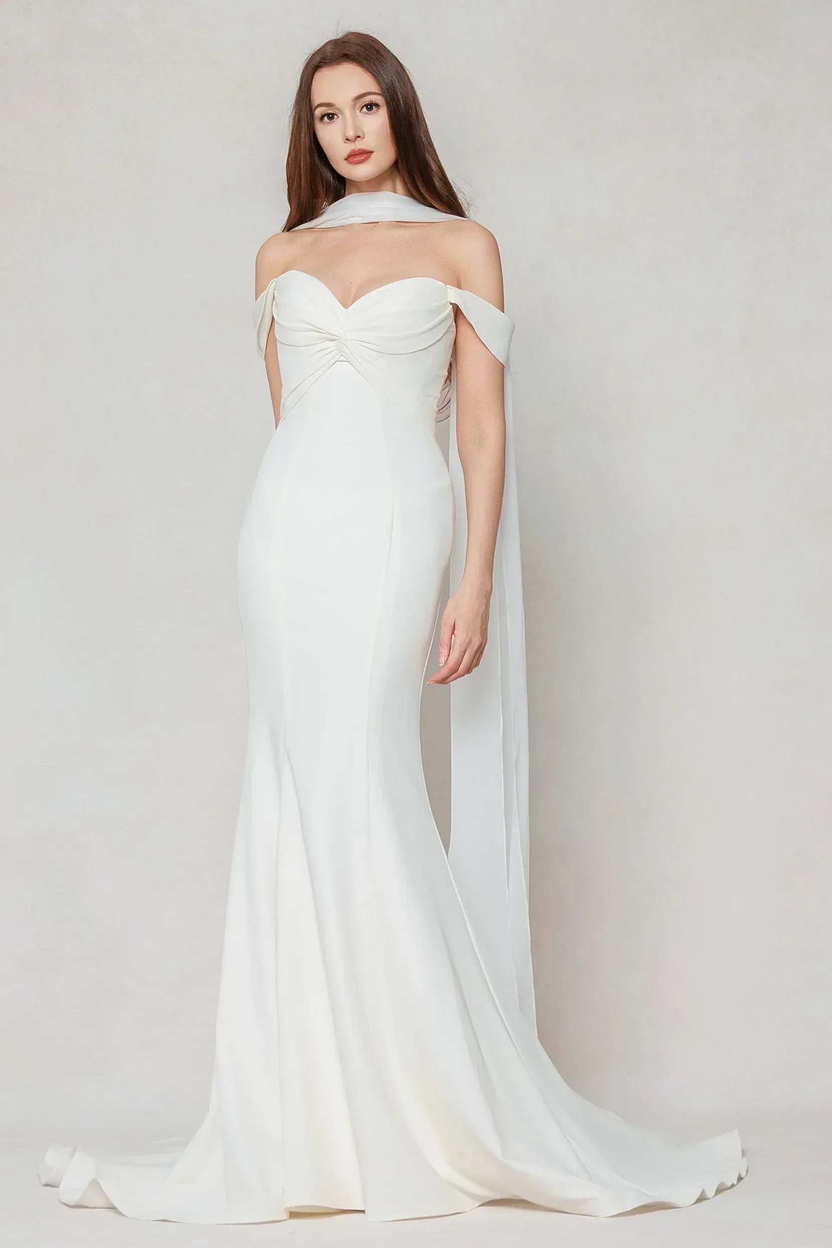 Trumpet-Mermaid Court Train Stretch Satin Wedding Dress CW3600 - COCOMELODY