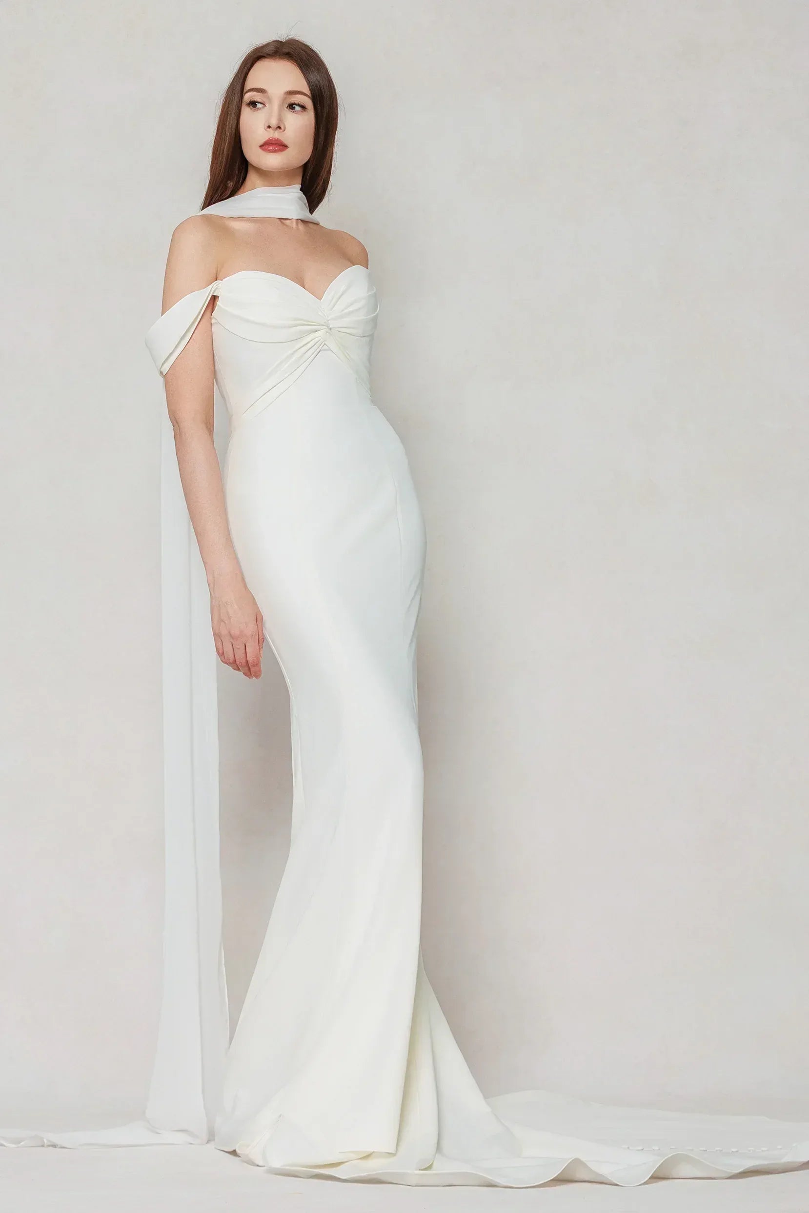 Trumpet-Mermaid Court Train Stretch Satin Wedding Dress CW3600 - COCOMELODY