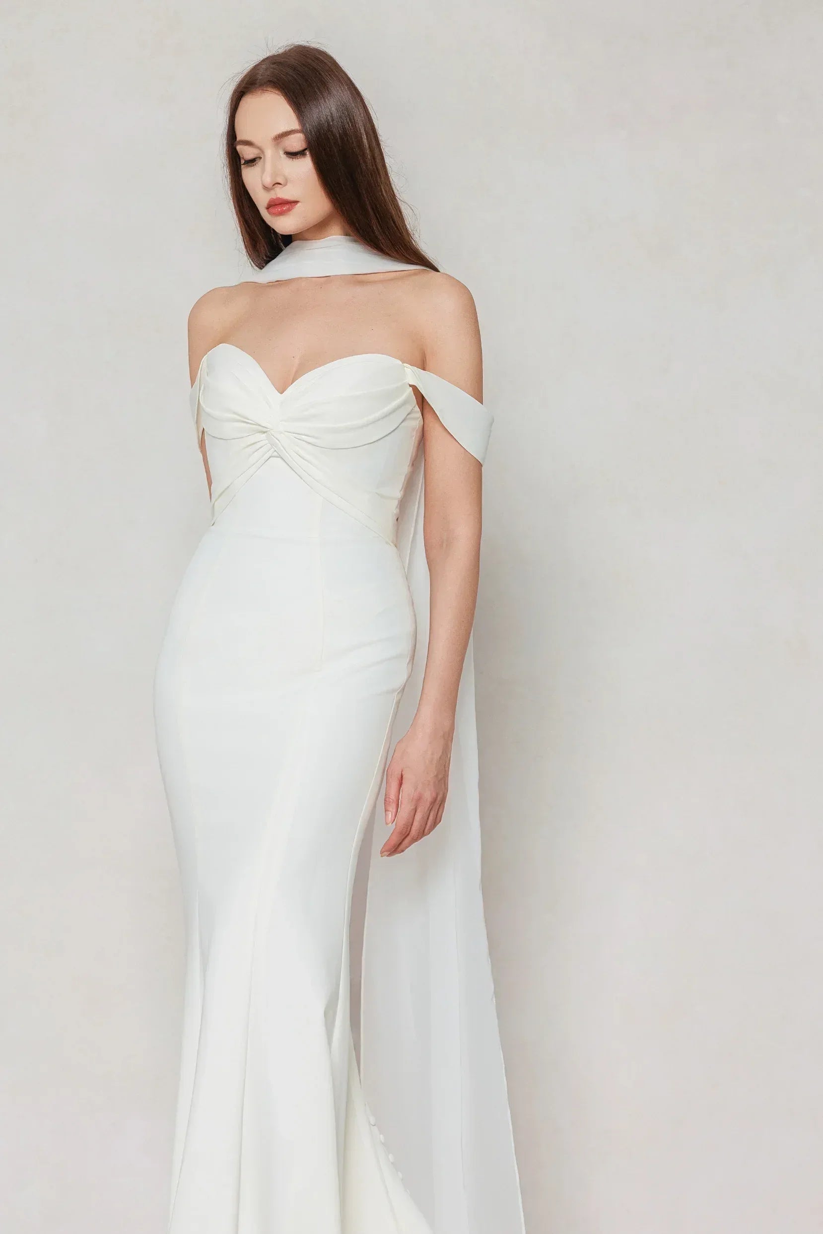 Trumpet-Mermaid Court Train Stretch Satin Wedding Dress CW3600 - COCOMELODY