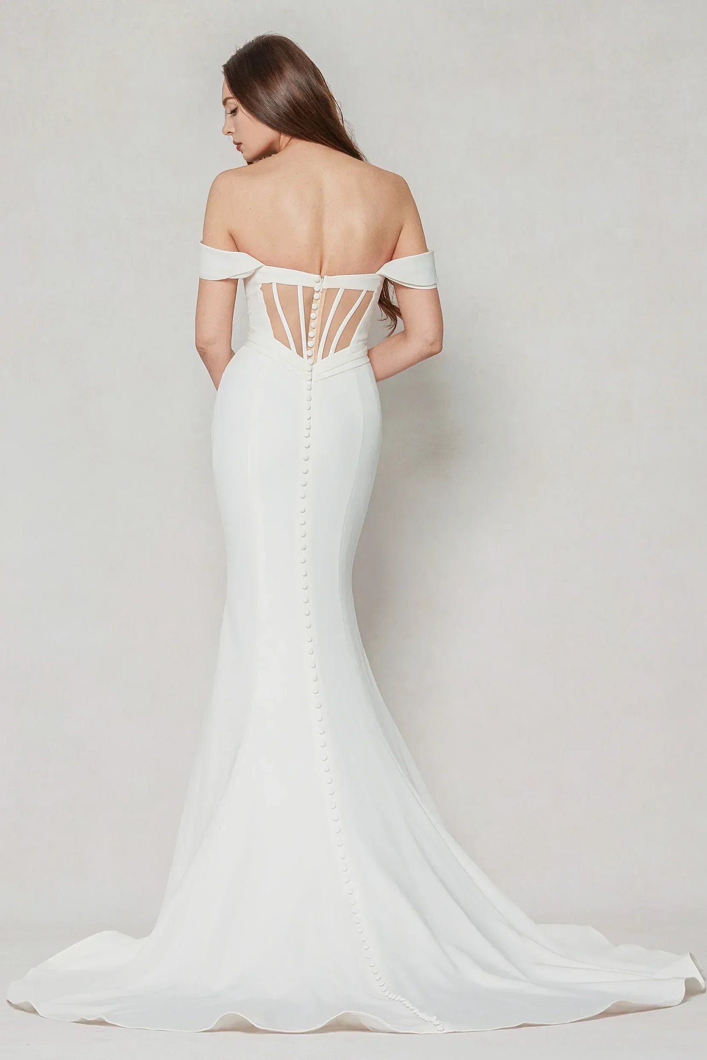 Trumpet-Mermaid Court Train Stretch Satin Wedding Dress CW3600 - COCOMELODY