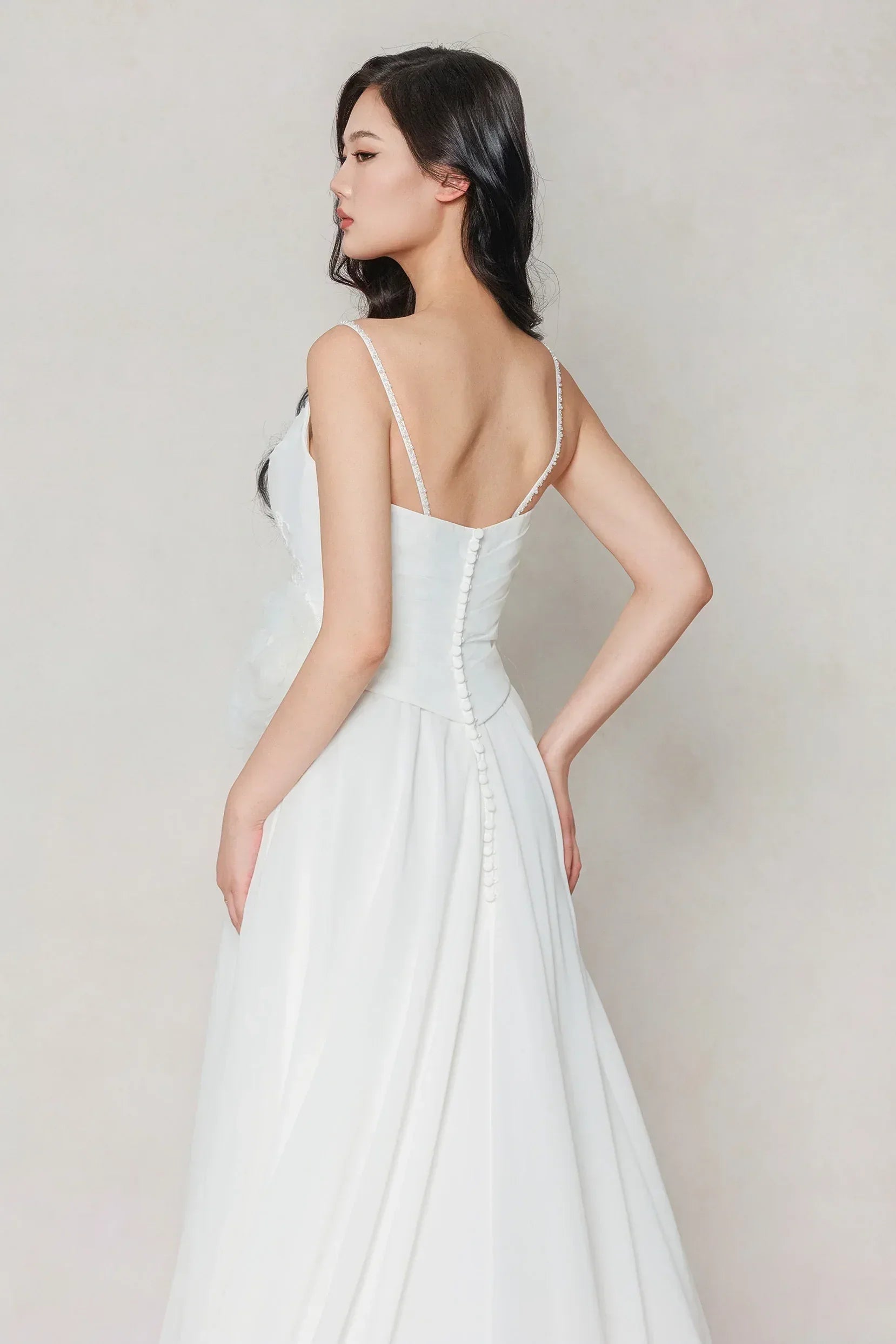 A-Line Court Train Chiffon Wedding Dress CW3601 - COCOMELODY