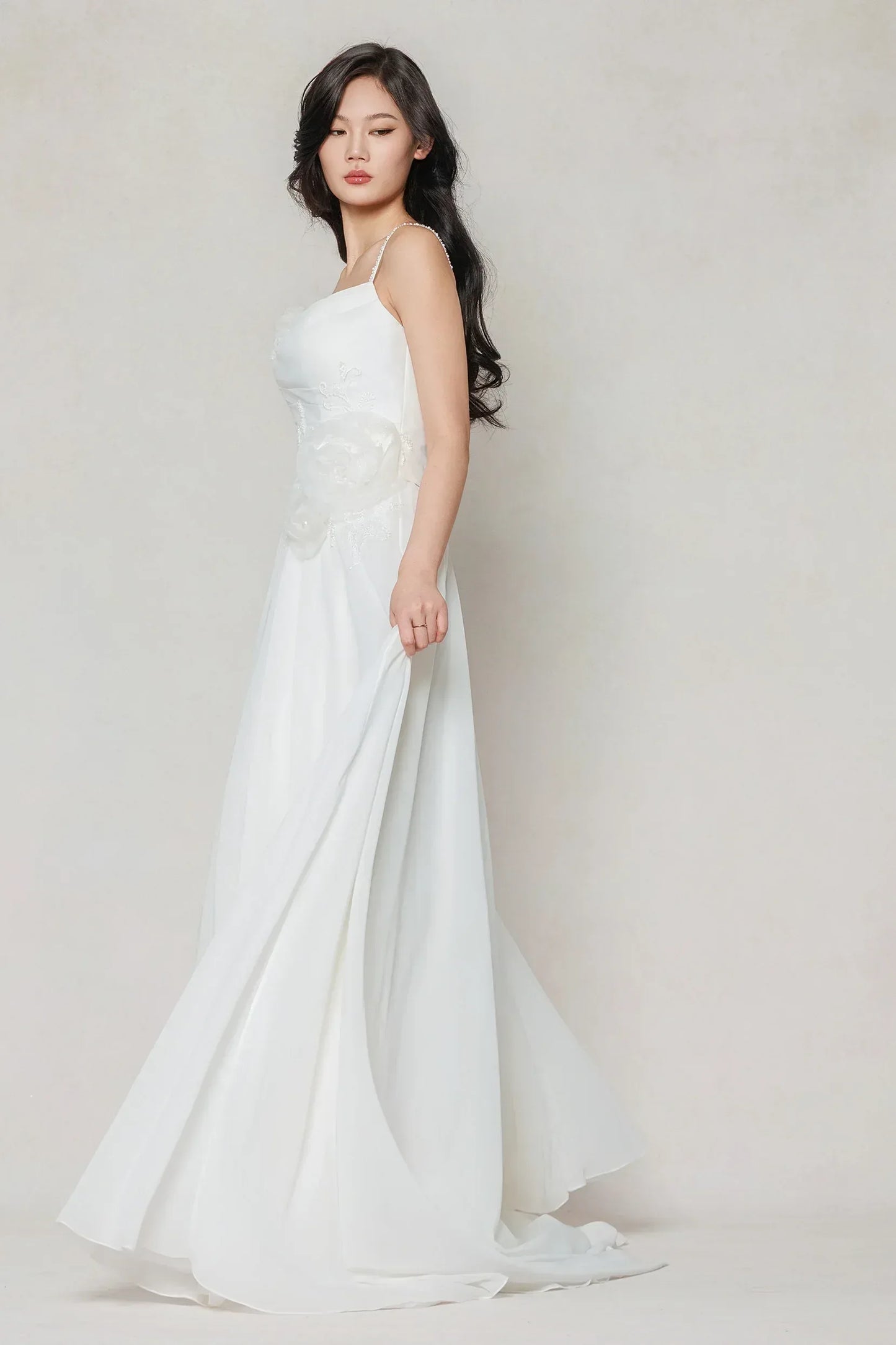 A-Line Court Train Chiffon Wedding Dress CW3601 - COCOMELODY