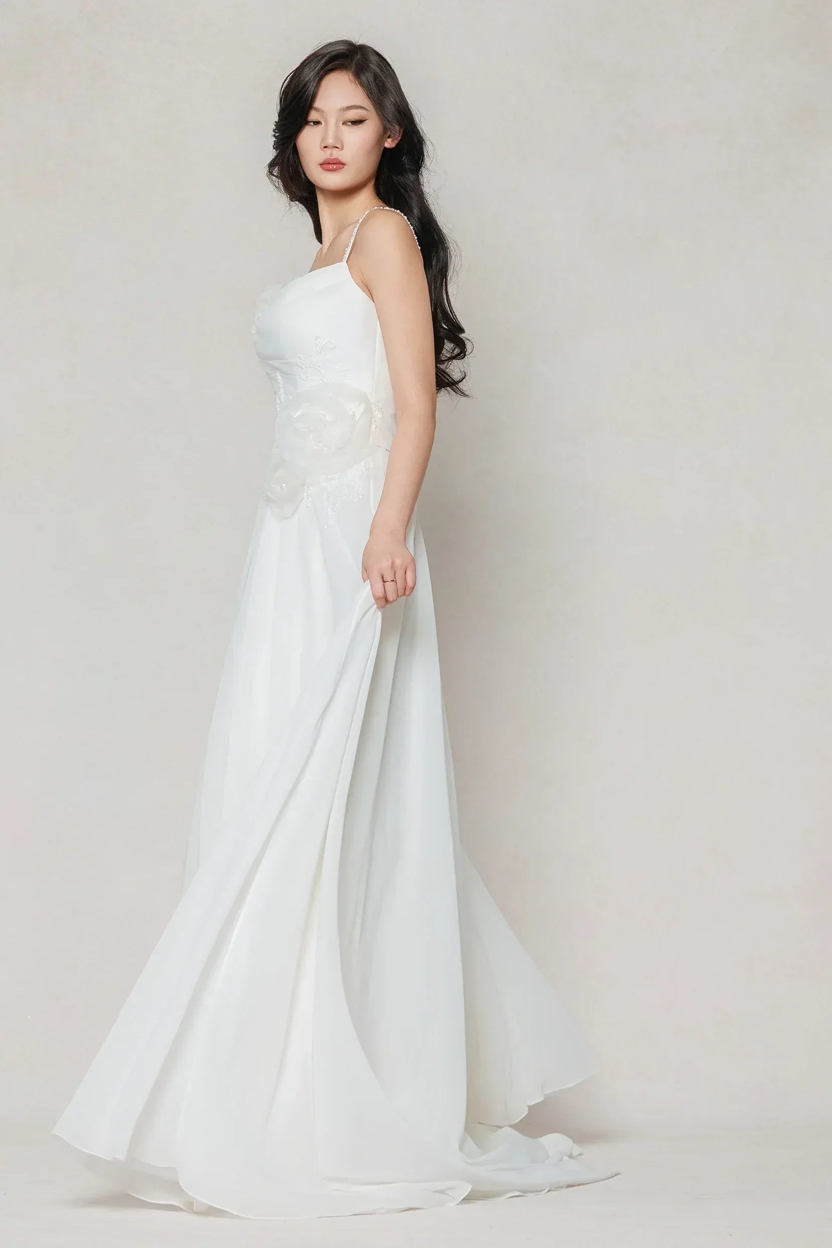 A-Line Court Train Chiffon Wedding Dress CW3601 - COCOMELODY