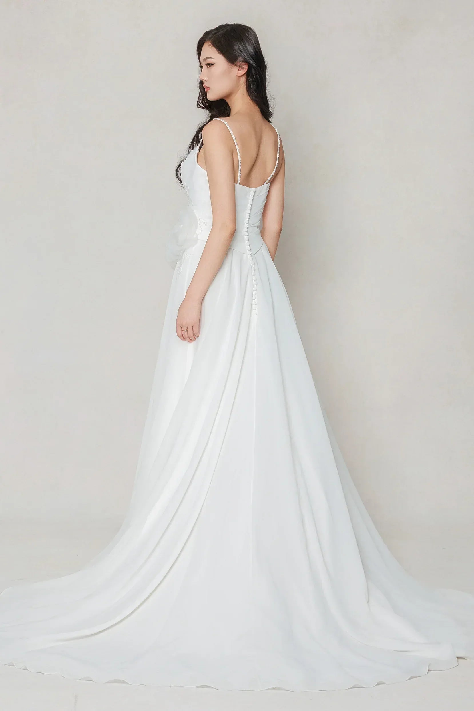 A-Line Court Train Chiffon Wedding Dress CW3601 - COCOMELODY