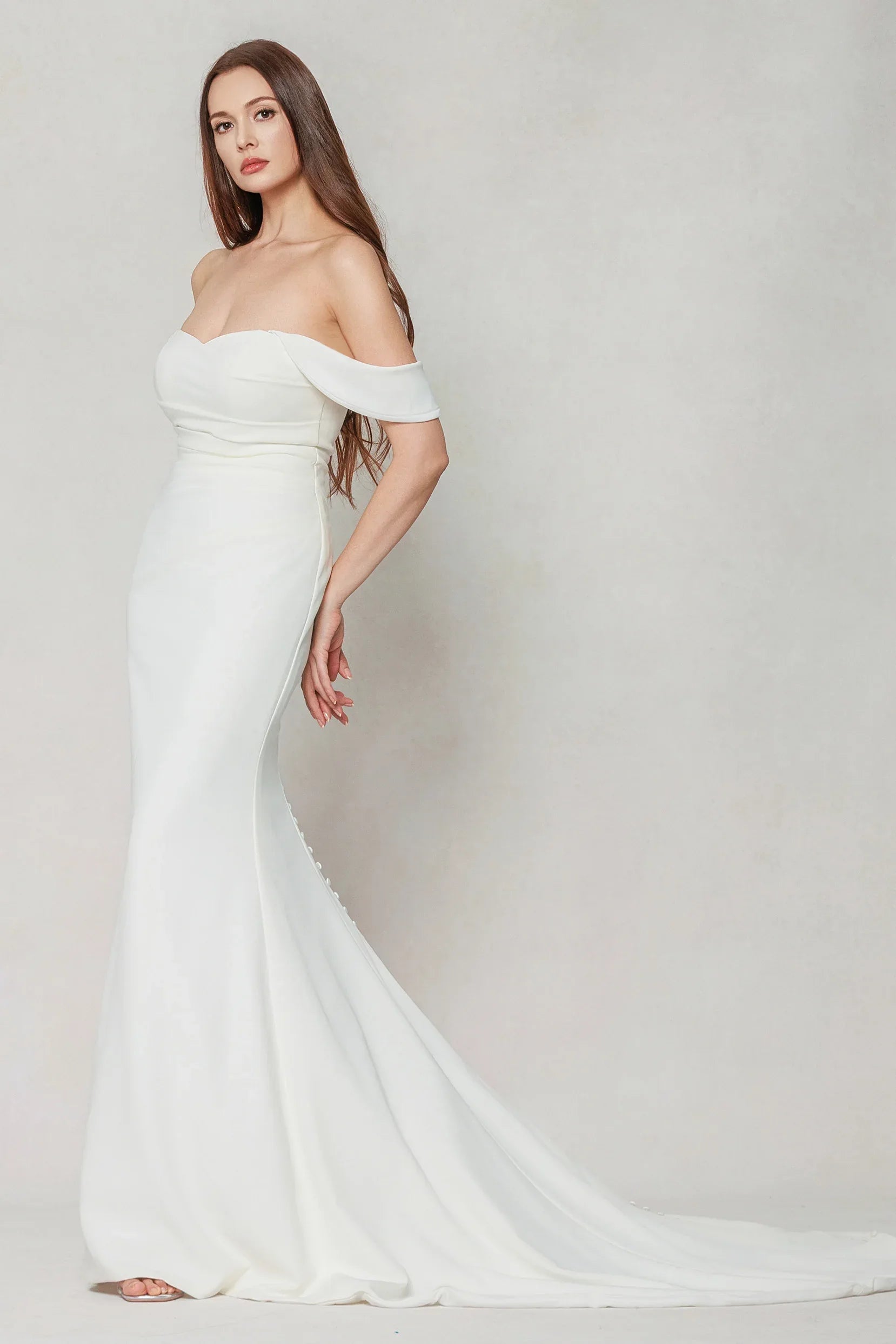 Trumpet-Mermaid Court Train Stretch Satin Wedding Dress CW3604 - COCOMELODY