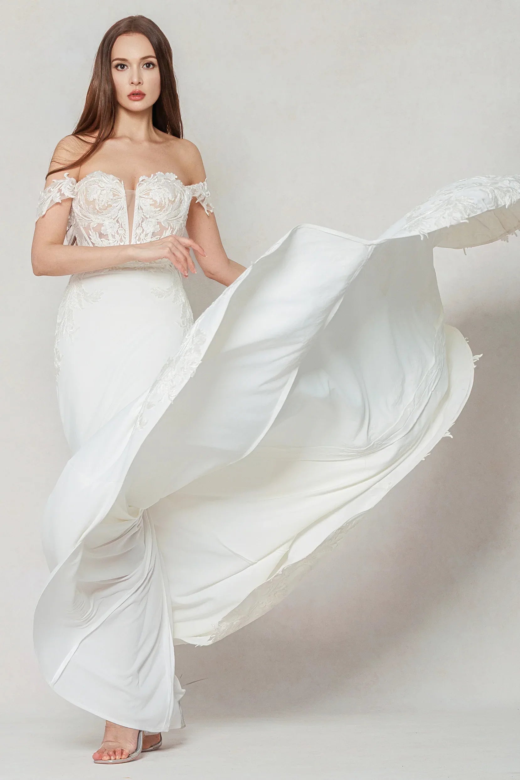 Trumpet-Mermaid Chapel Train Stretch Satin Wedding Dress CW3606 - COCOMELODY