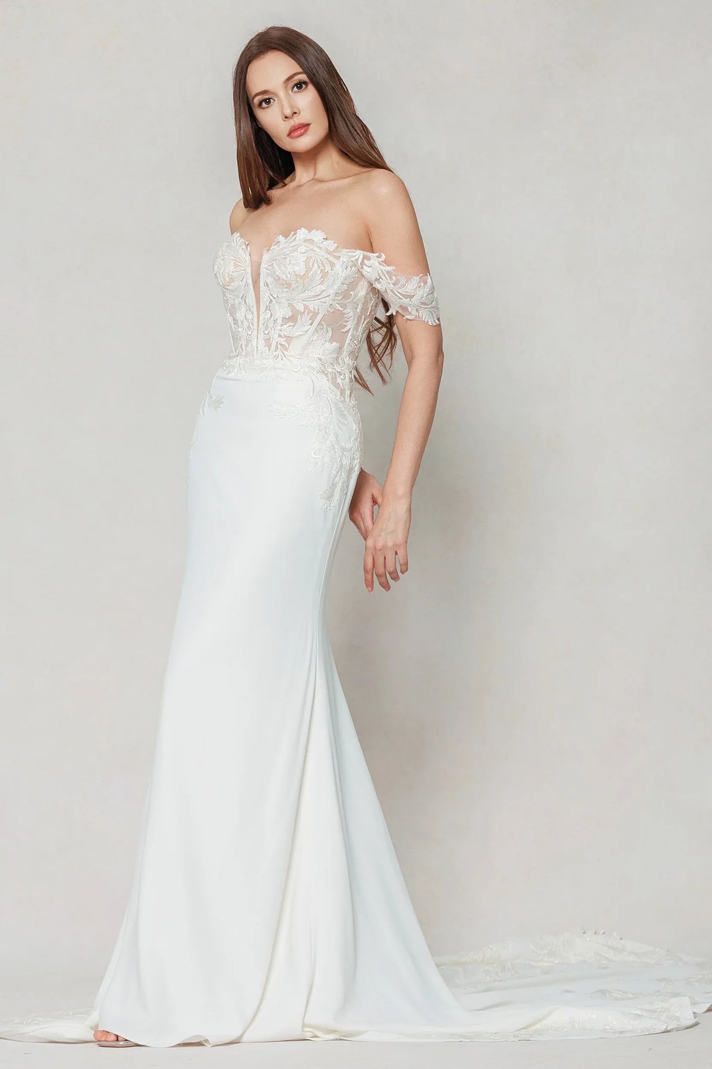 Trumpet-Mermaid Chapel Train Stretch Satin Wedding Dress CW3606 - COCOMELODY