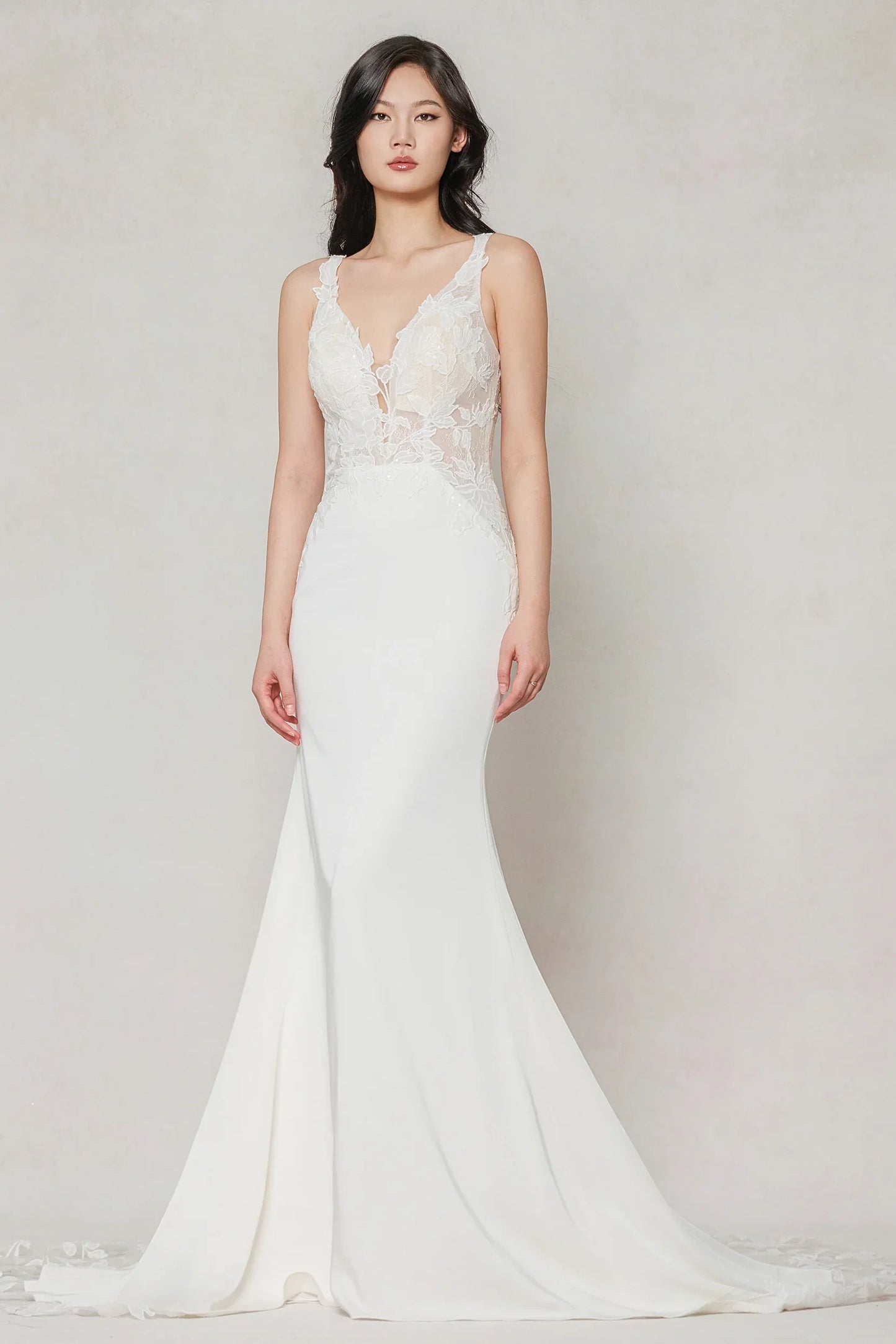 Trumpet-Mermaid Chapel Train Stretch Satin Wedding Dress CW3607 - COCOMELODY