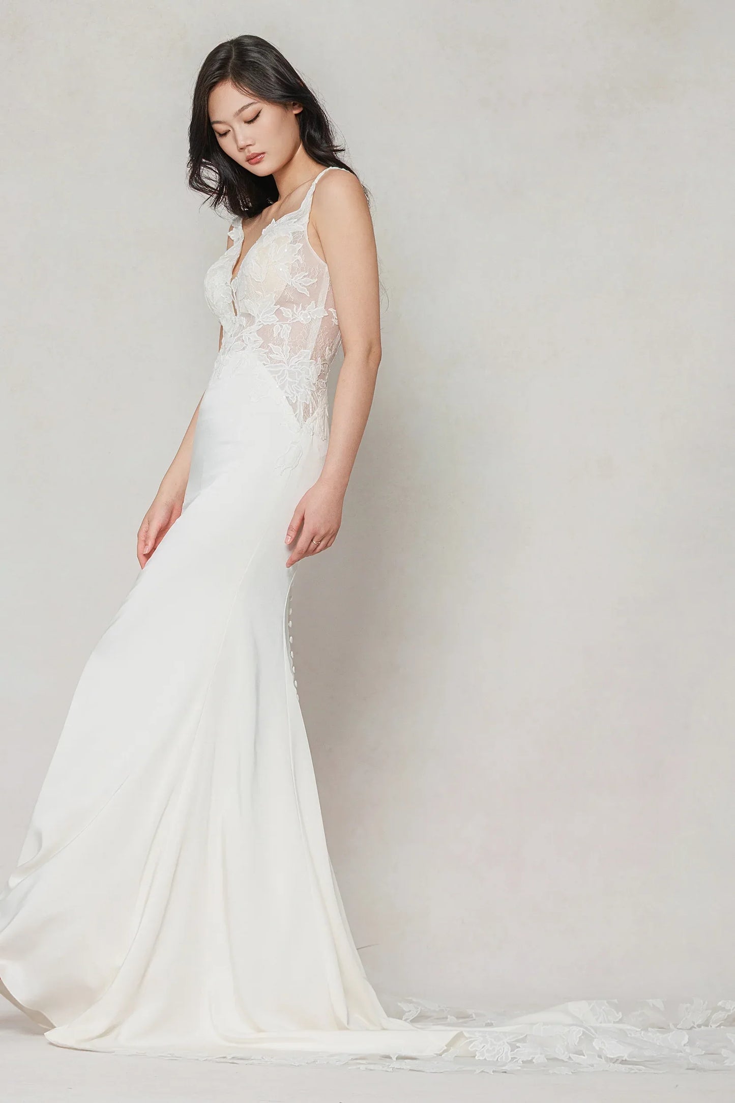 Trumpet-Mermaid Chapel Train Stretch Satin Wedding Dress CW3607 - COCOMELODY
