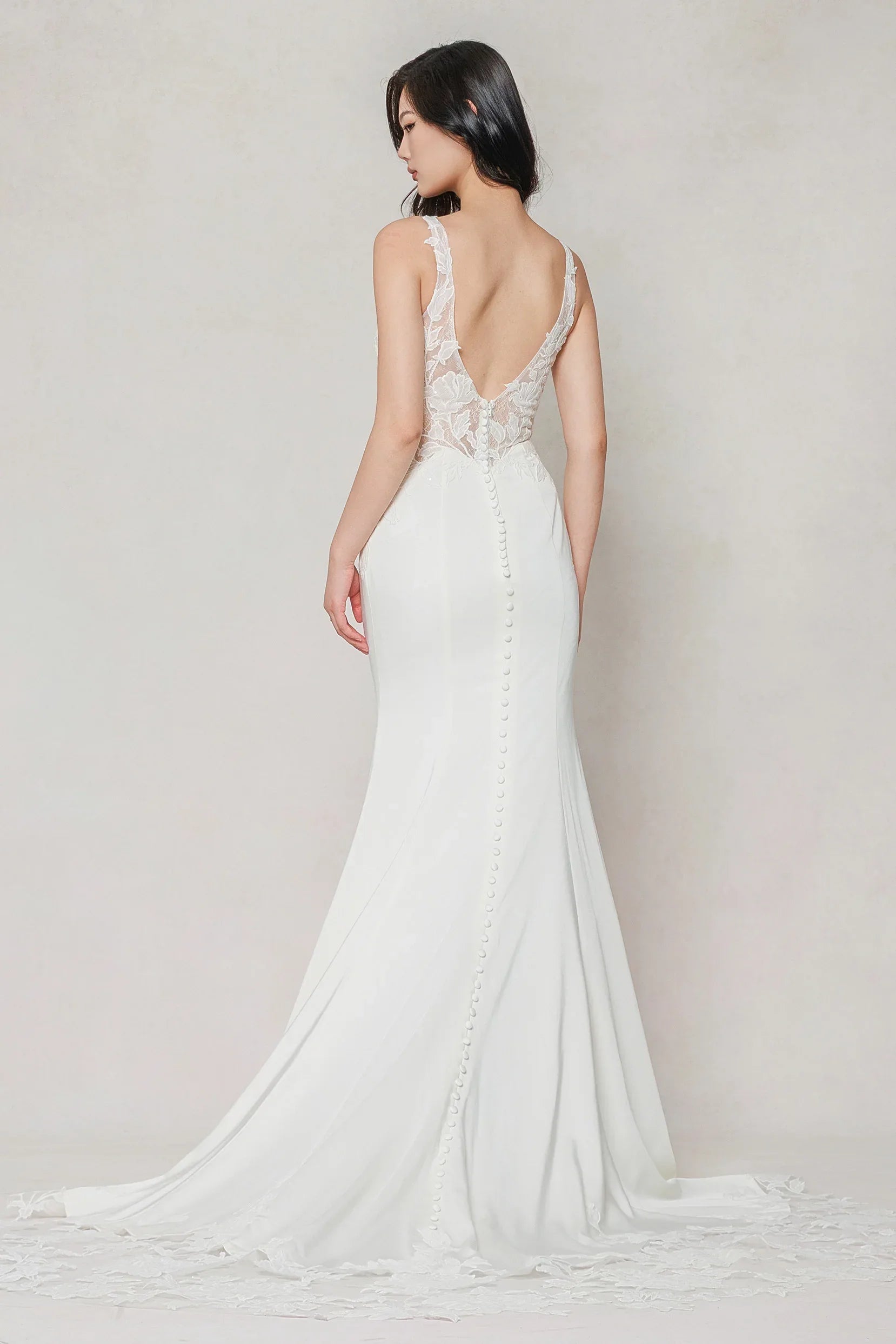 Trumpet-Mermaid Chapel Train Stretch Satin Wedding Dress Appliques COCOMELODY CW3607, 45 Days / As Picture:Ivory/Nude / US10-UK12-EUR40